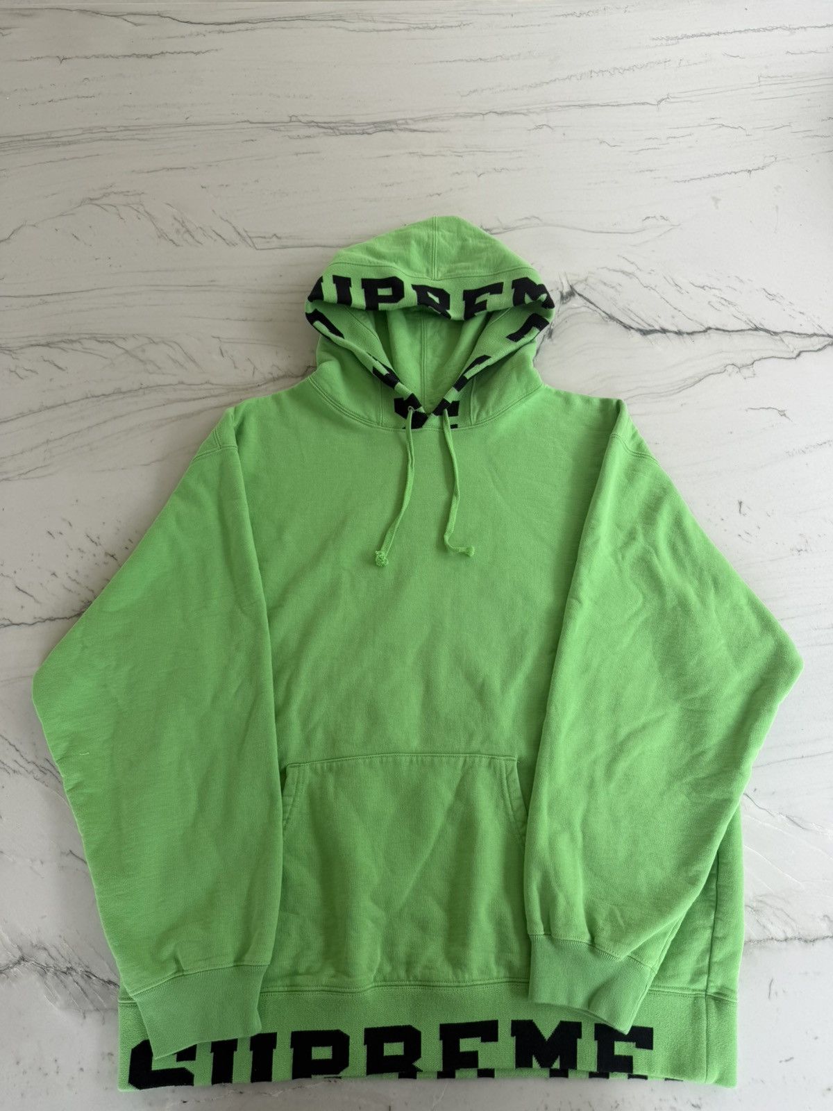 Supreme Supreme Text Rib Hooded Sweatshirt in lime green Size US XL / EU 56 / 4 - 1 Thumbnail