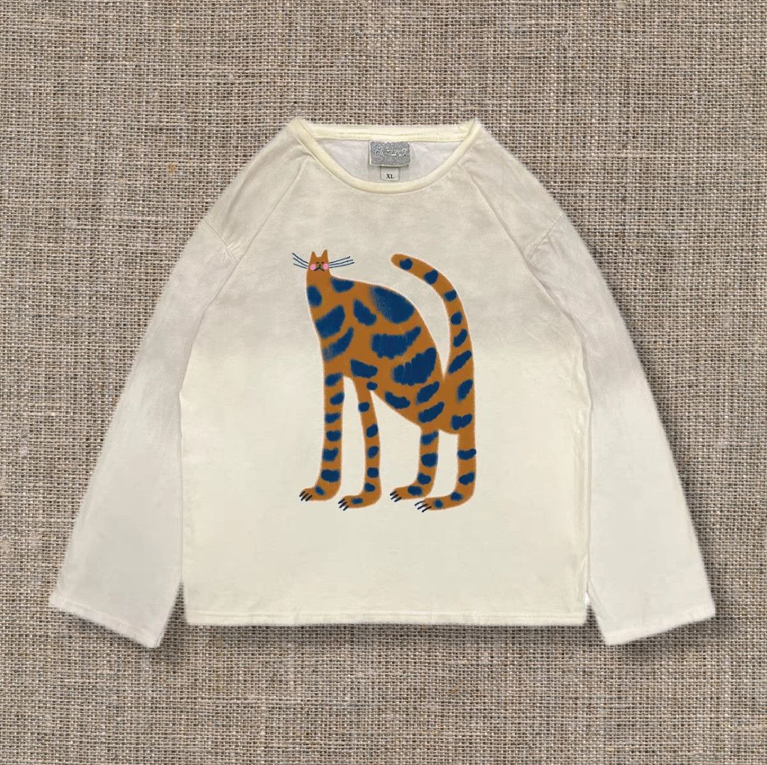 Designer × Vintage Childhood Art Kitty Distressed T-shirt Size US L / EU 52-54 / 3 - 1 Thumbnail
