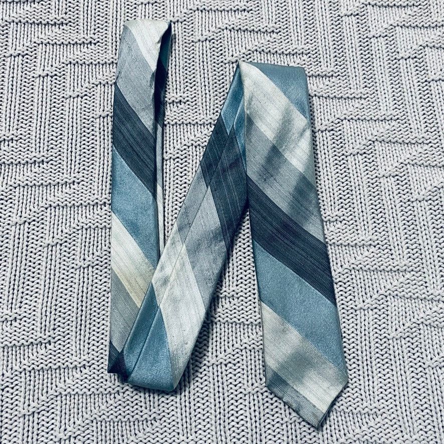 Vintage Vintage gray silver blue ombre silk skinny tie Size ONE SIZE - 1 Thumbnail