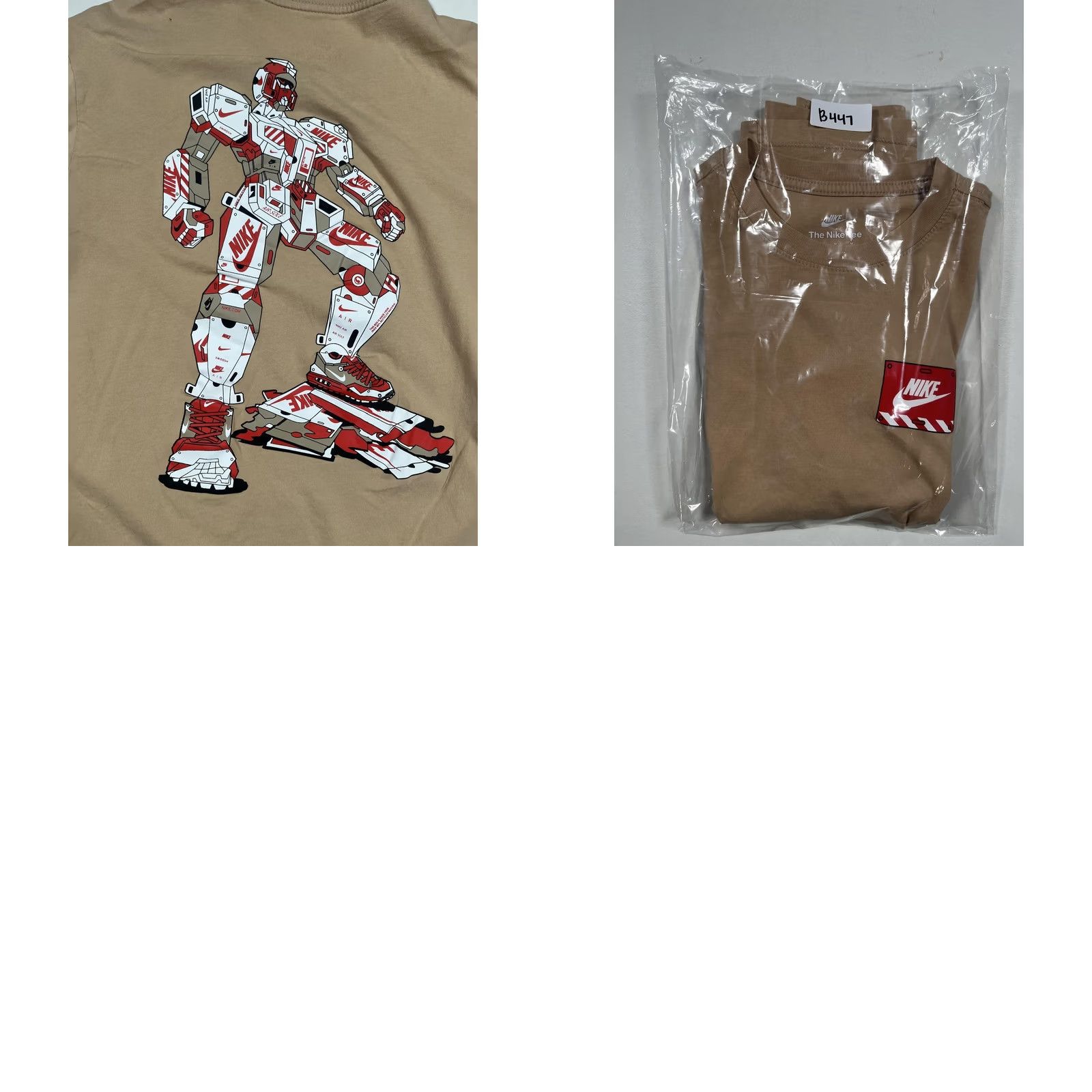 Nike Nike Shirt Mens Medium Beige The Nike Tee Graphic Back Robot Tagless Cotton Tee Size US M / EU 48-50 / 2 - 8 Thumbnail