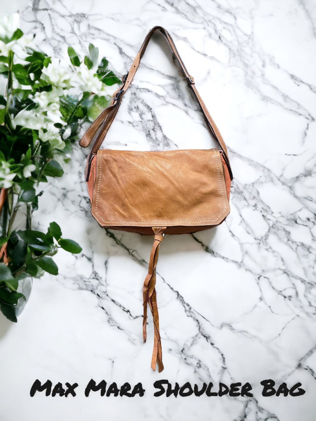 Italian Max Mara Leather Hang Bag