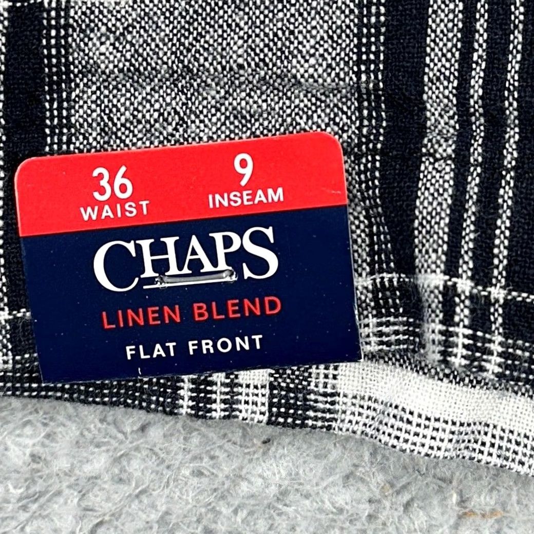 Chaps Chaps Linen Blend Shorts Men 36X9 Black White Plaid Flat Front Casual Pocket NEW Size US 36 / EU 52 - 6 Thumbnail