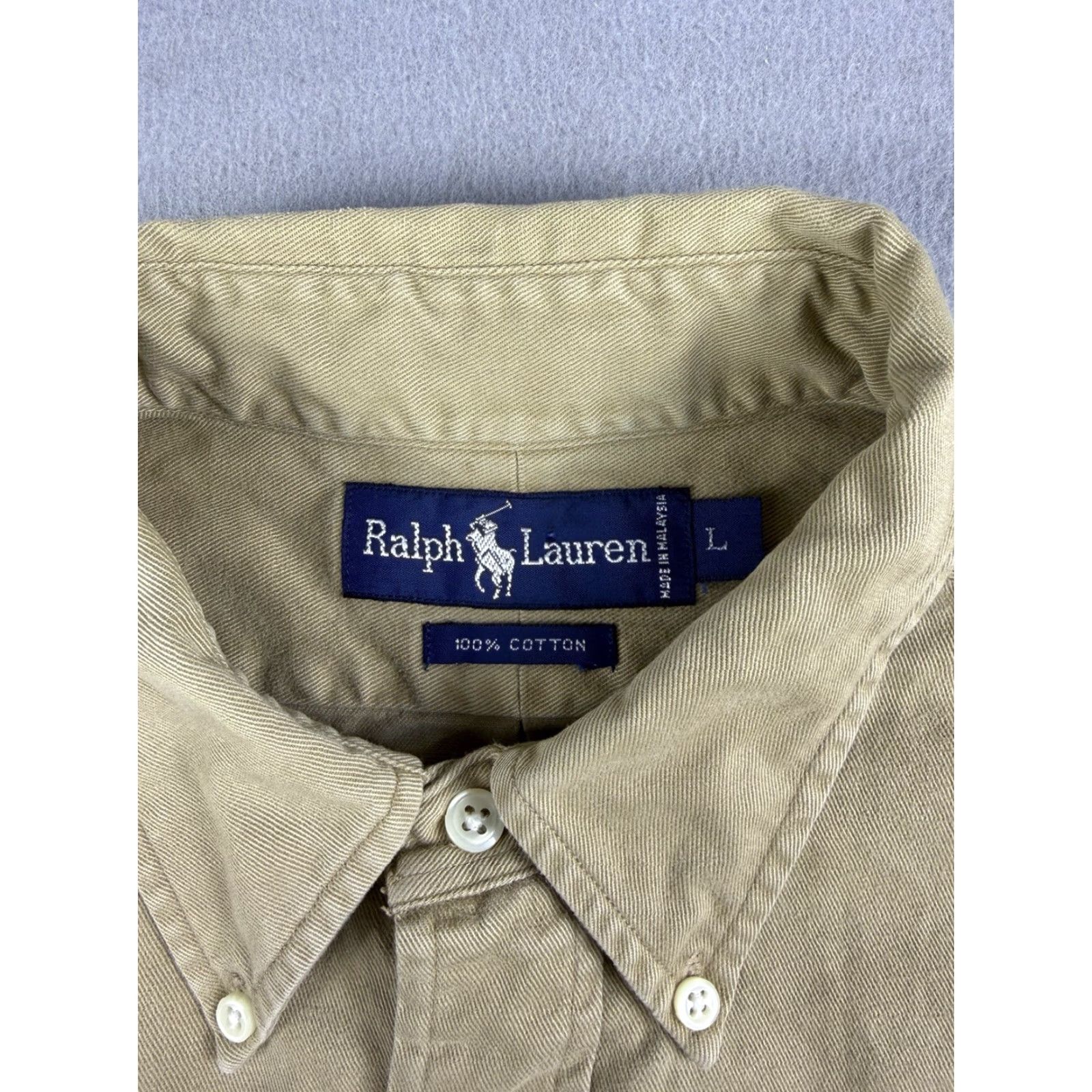 Polo Ralph Lauren VINTAGE Polo Ralph Lauren Shirt Large Brown 90s Button-Down Crest Logo Men L Size US L / EU 52-54 / 3 - 3 Thumbnail