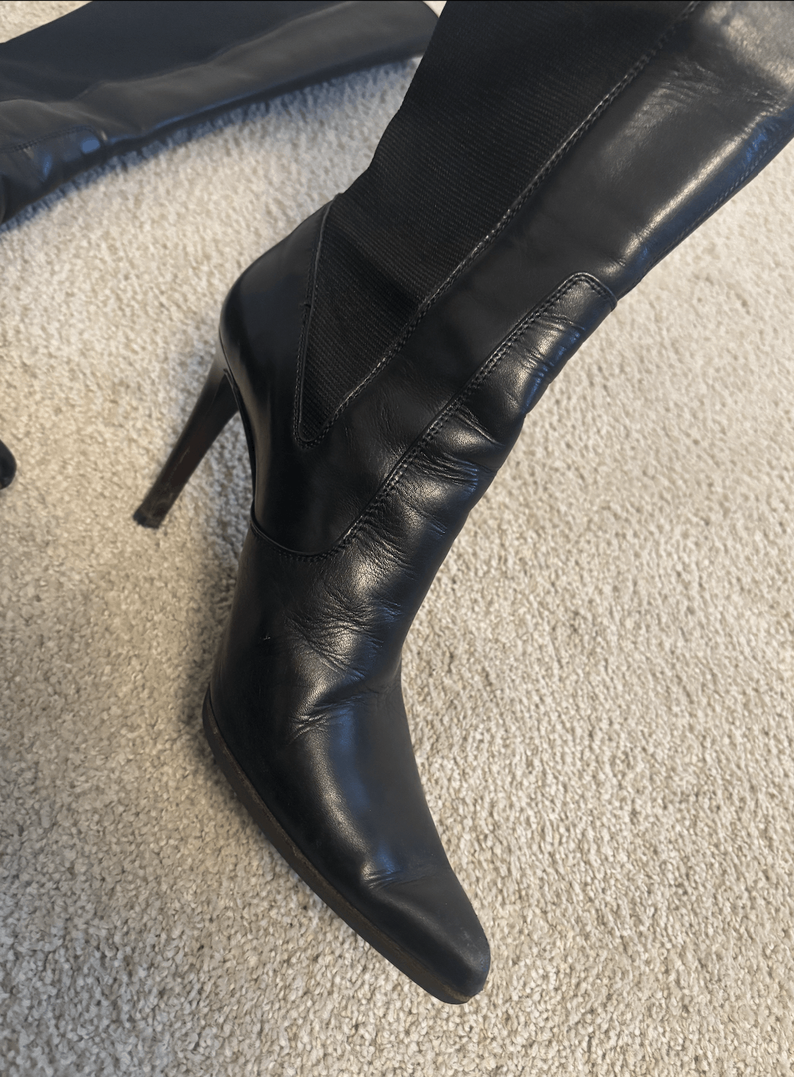 Yves Saint Laurent Yves Saint Laurent Black Leather Boots Stiletto Vintage Size US 6.5 / IT 36.5 - 9 Thumbnail