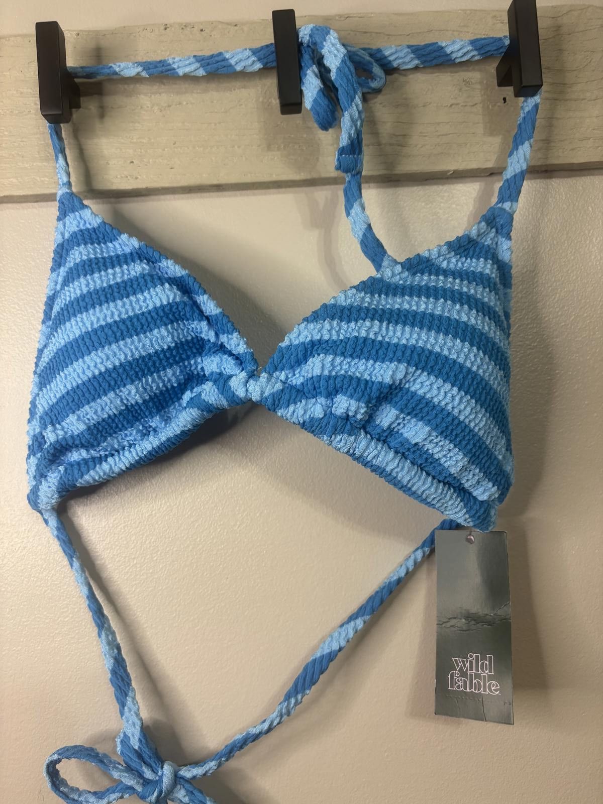 Designer Wild Fable Striped Bikini Top - Blue/Light Blue Small Size ONE SIZE - 1 Thumbnail