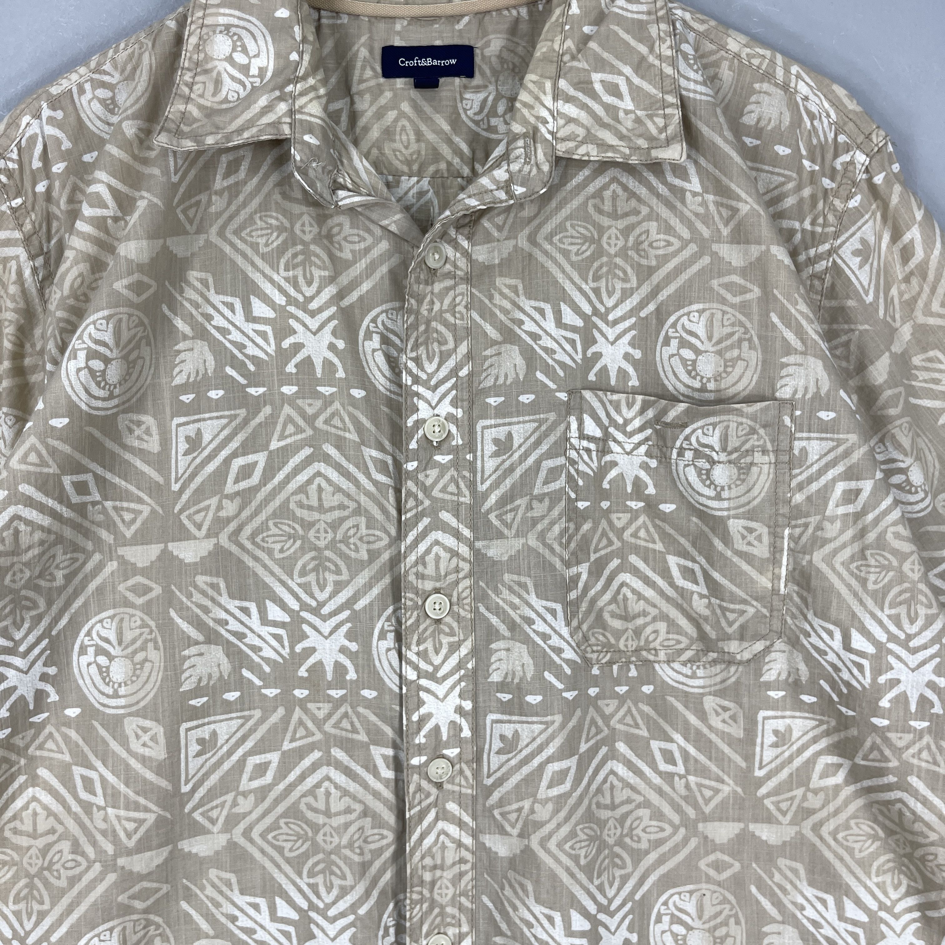 Croft & Barrow Vintage Native Tribal Tattoo Flower Motive Hawaii Shirt Size US L / EU 52-54 / 3 - 2 Thumbnail