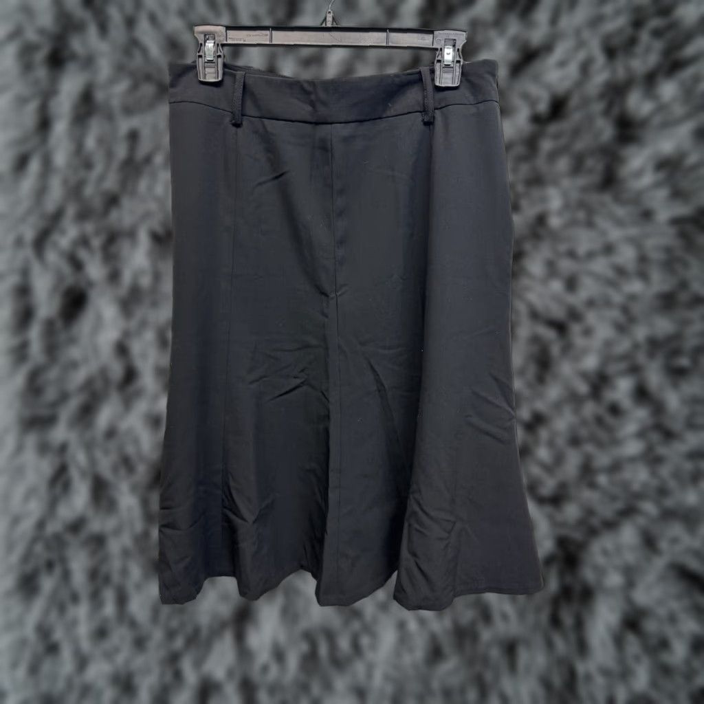 Vintage Larry Levine Skirt Midi Women 10 Black Office Stretch A-Line 90s Y2K Minimalist Business Casual Formal Workwear Mens? Girls? Wait. Size 32" / US 10 / IT 46 - 1 Thumbnail