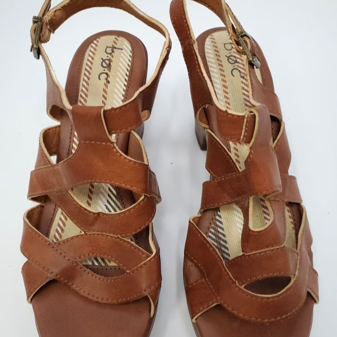 Born B.O.C. Marybeth Comfort Dress Shoe Tan Brown Sandal Women's 8M Strap Buckle Round Toe Block Heel Casual Clog Walking Modern Vintage NO Size M / US 6-8 / IT 42-44 - 4 Thumbnail