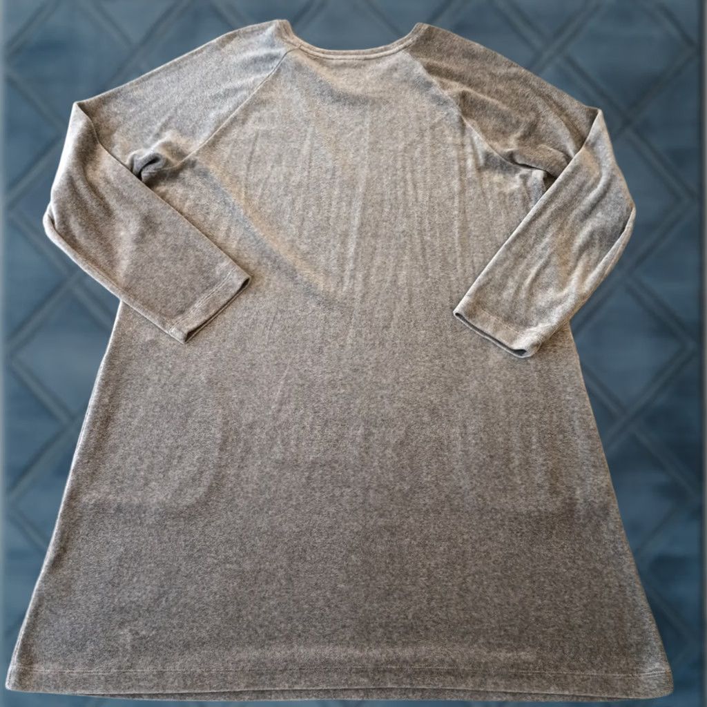 J. Jill J.Jill Shift Dress XL Gray Velour Long Sleeve Pockets Knee Length Women Regular Vintage: No Size XL / US 12-14 / IT 48-50 - 1 Thumbnail