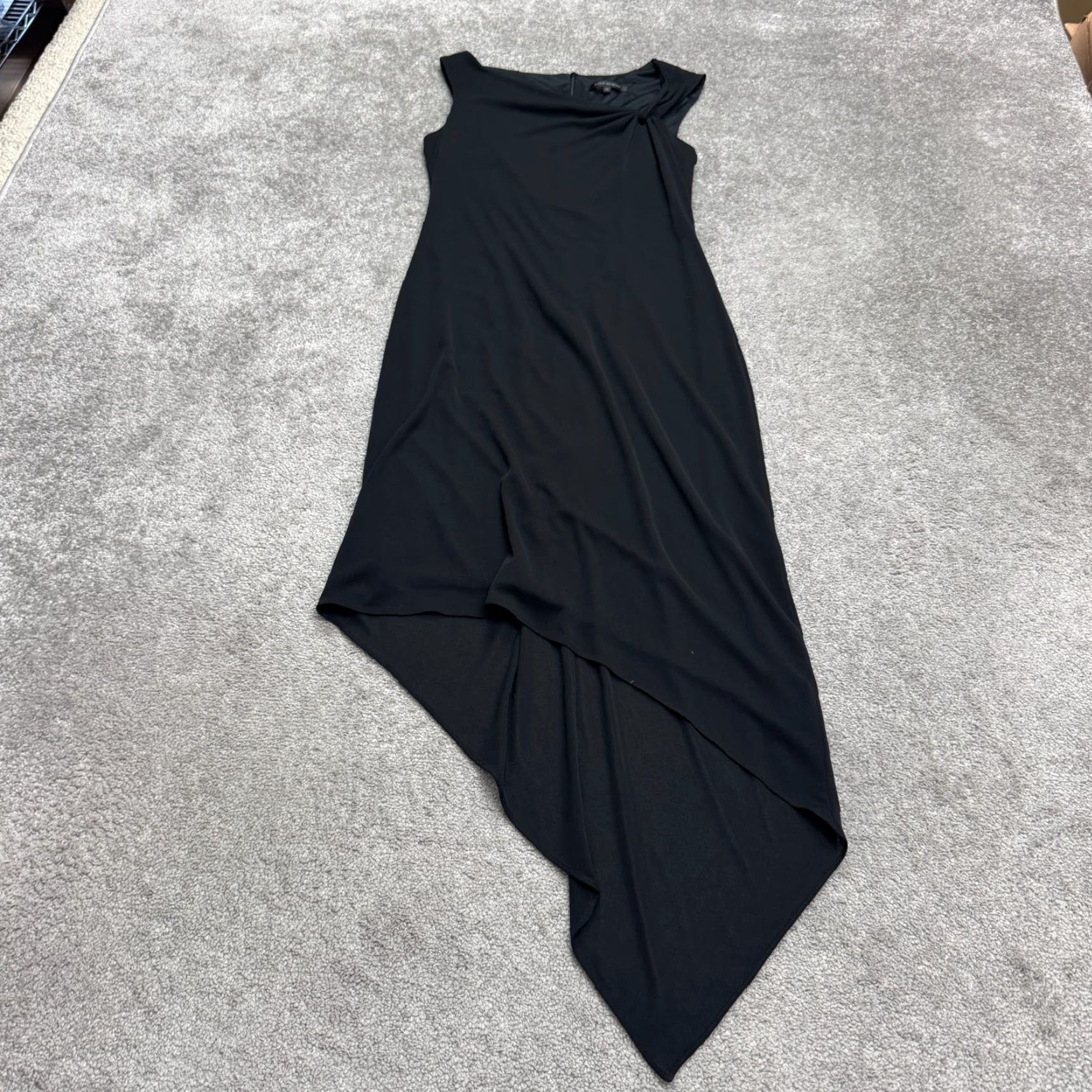 Vintage David Meister Asymmetric Ruched Evening Cocktail Dress 10 Black Cap Sleeve Short Sleeve Zipper A-Line, Tank Dress Womens Vintage No Size L / US 10 / IT 46 - 2 Thumbnail