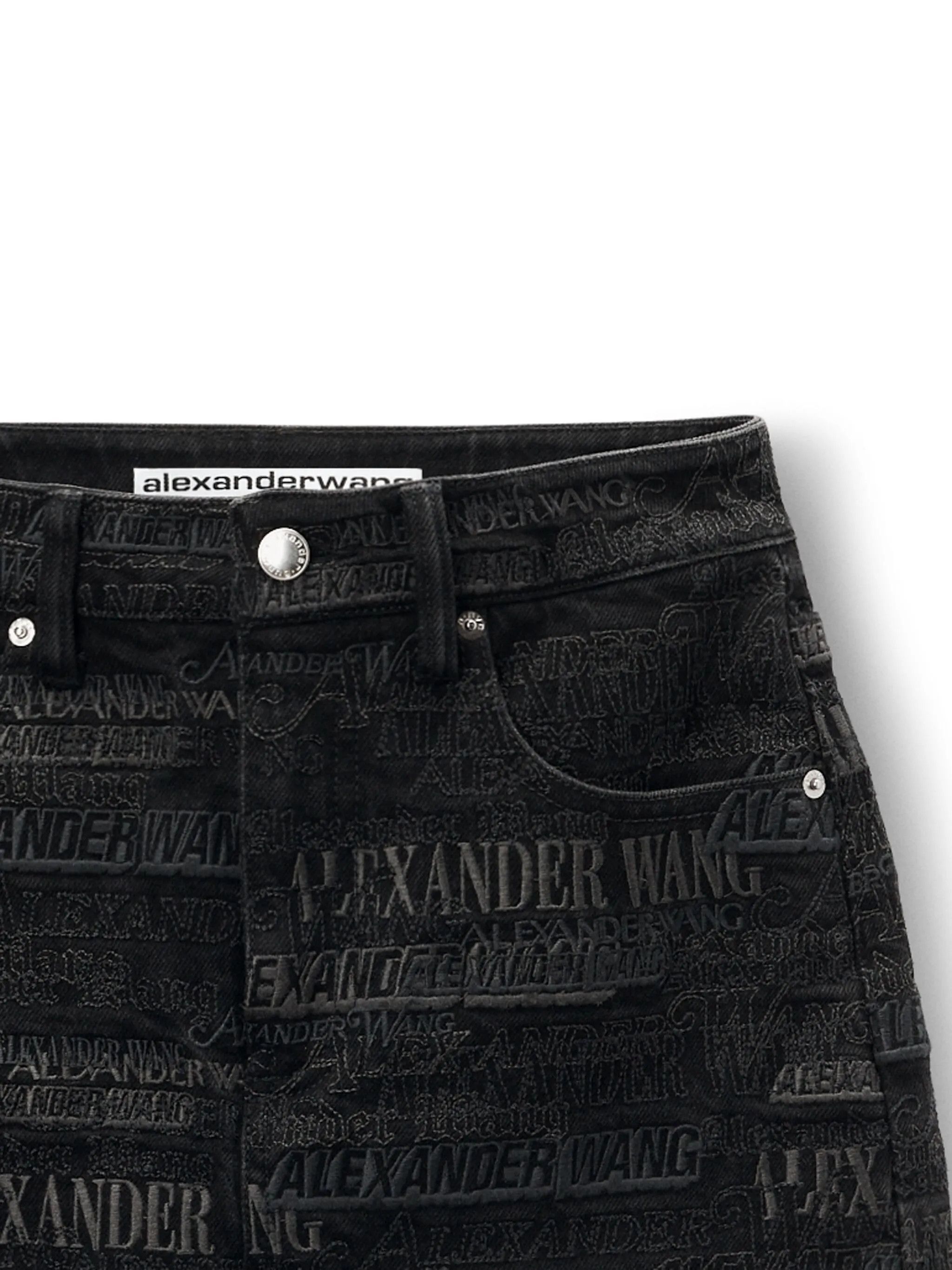 Alexander Wang o1s22i1n0225 Embroidered Lettering Short in Black Size 29" - 6 Thumbnail