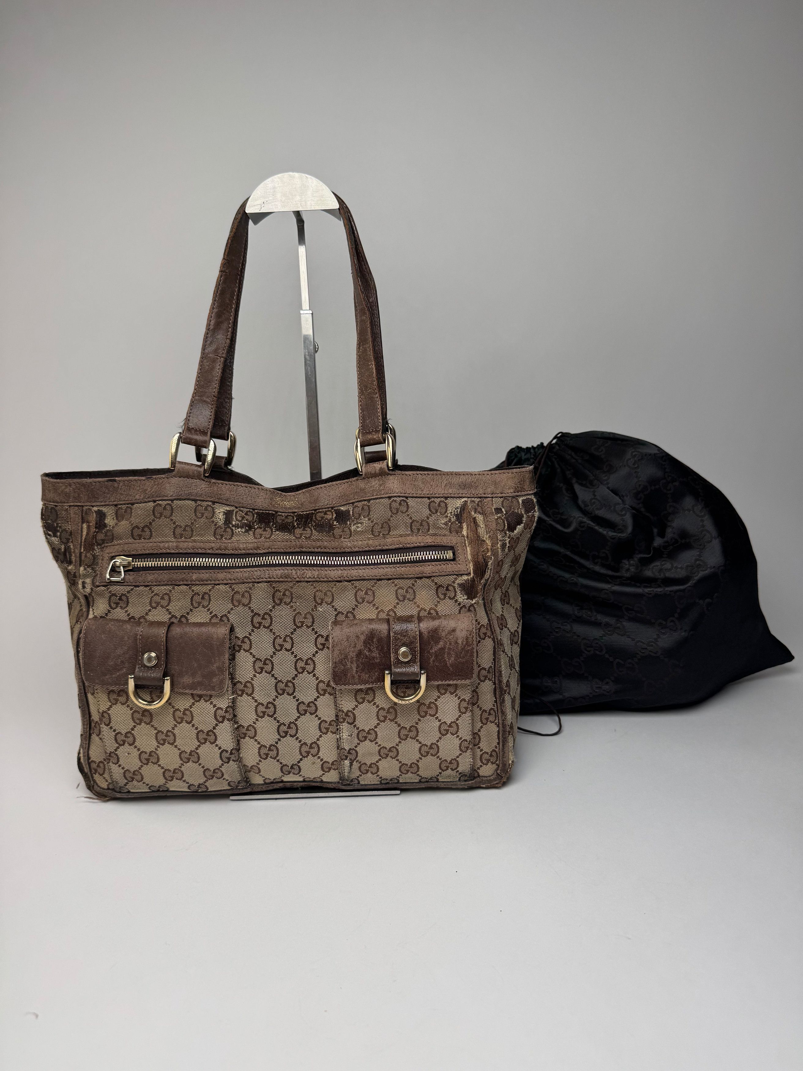 Gucci Vintage Monogram Handbag Beige Brown Size ONE SIZE - 1 Thumbnail