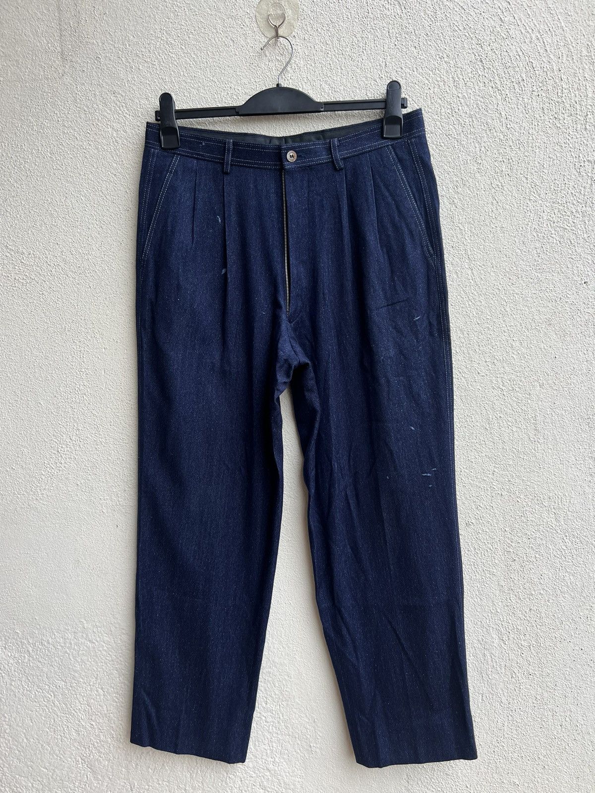 Celine Vintage 90s Celine Paris Distressed Wool Silk Trouser Pant Size US 32 / EU 48 - 24 Thumbnail