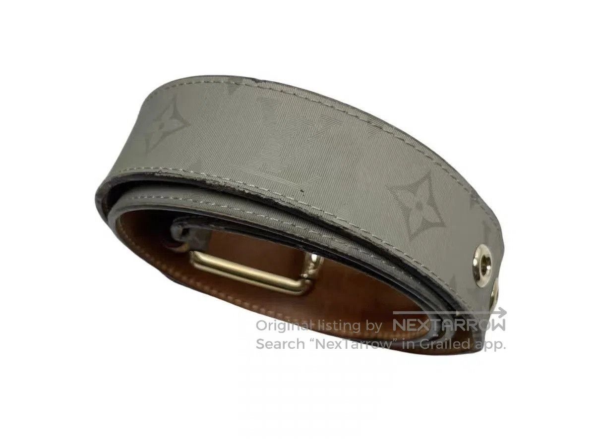 Louis Vuitton Gray Leather Belt with Metal Buckle. Size ONE SIZE - 4 Thumbnail