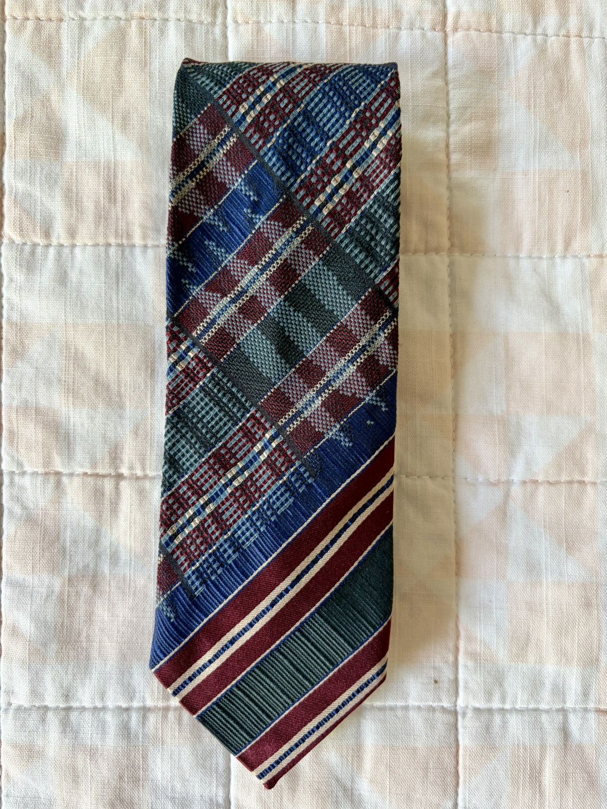 Dries Van Noten Dries Van Noten Silk Cotton Tie Italy Plaid Stripe Size ONE SIZE - 4 Thumbnail