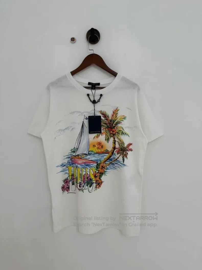 Louis Vuitton Louis Vuitton White summer scenery logo chain short sleeve Size US L / EU 52-54 / 3 - 1 Thumbnail