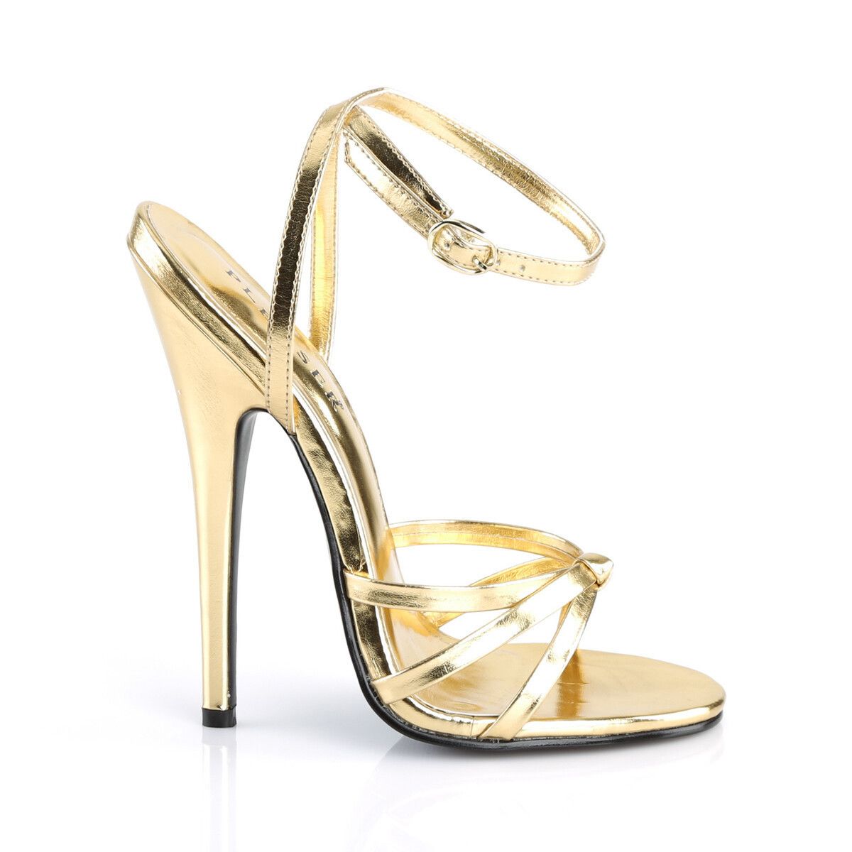 Other Domina 108 Gold High 6" Spike Heels Ankle Strap Stiletto Sho Size US 7 / IT 37 - 1 Thumbnail