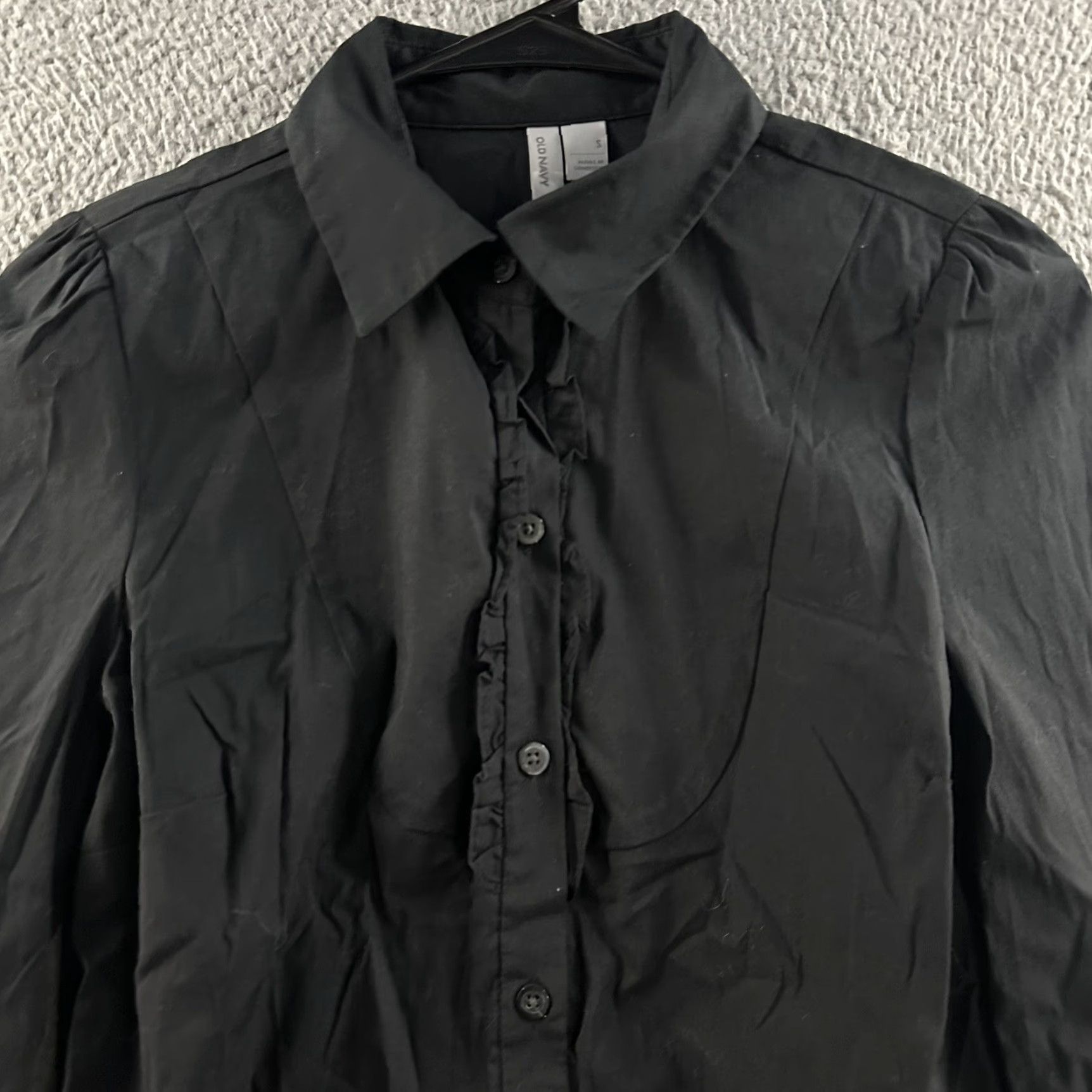 Old Navy VINTAGE? (No) — Old Navy Womens Top Black Long Sleeve Button-Up Cotton Blend Size S Size S / US 4 / IT 40 - 2 Thumbnail