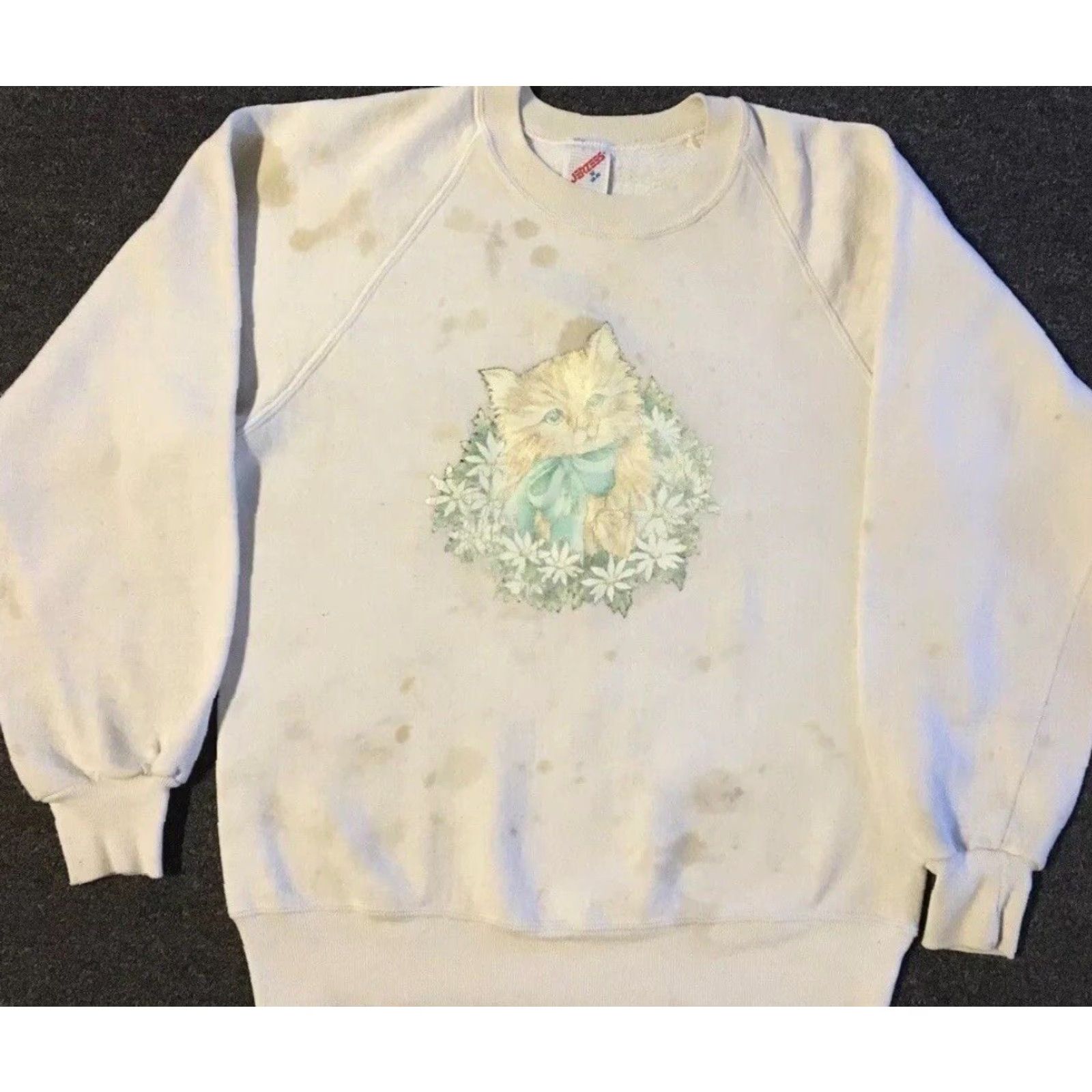 Thrasher Vtg 80s Cat Faded Distress Sweatshirt XS S Animal Kitten Art Dog Punk Grunge 90s Hoodie Men XS White USA Thrashed Size US XS / EU 42 / 0 - 2 Thumbnail