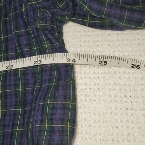 Vintage Lands' End Blue Plaid Button Down Top w Pocket & Elastic Wai Size US L / EU 52-54 / 3 - 6 Thumbnail