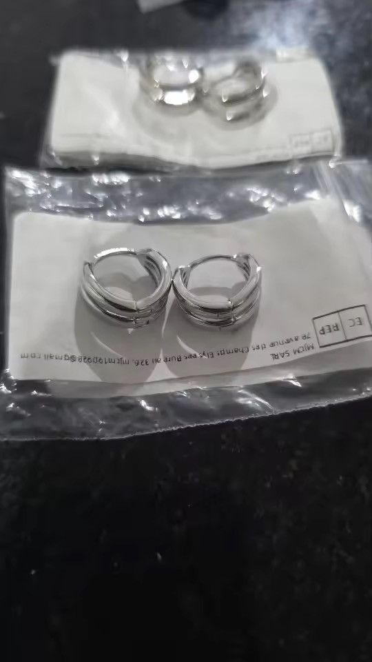 Jewelry Hollow Double Ring Small Hoop Earrings Size ONE SIZE - 4 Thumbnail