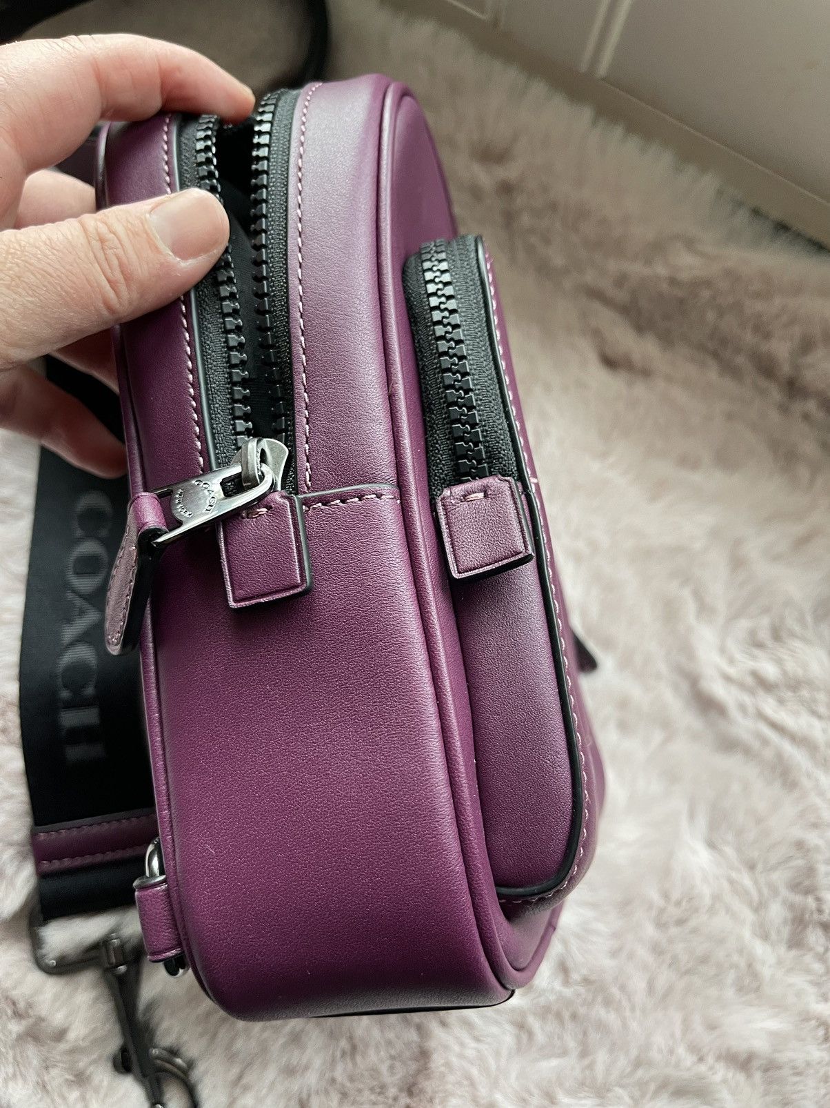 Coach Coach CL410 Track Pack 14 Calf Leather Crossbody /Deep Berry Size ONE SIZE - 9 Thumbnail