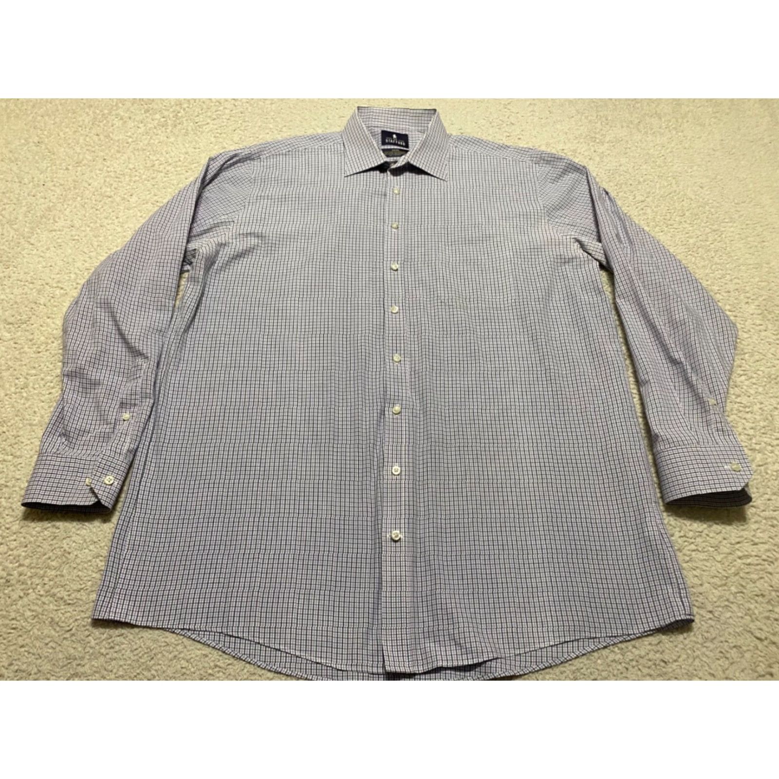 Stafford Stafford Shirt Men 17.5 Tall Multicolor Plaid L/S Button-Front Easy Care Size US XXL / EU 58 / 5 - 3 Thumbnail