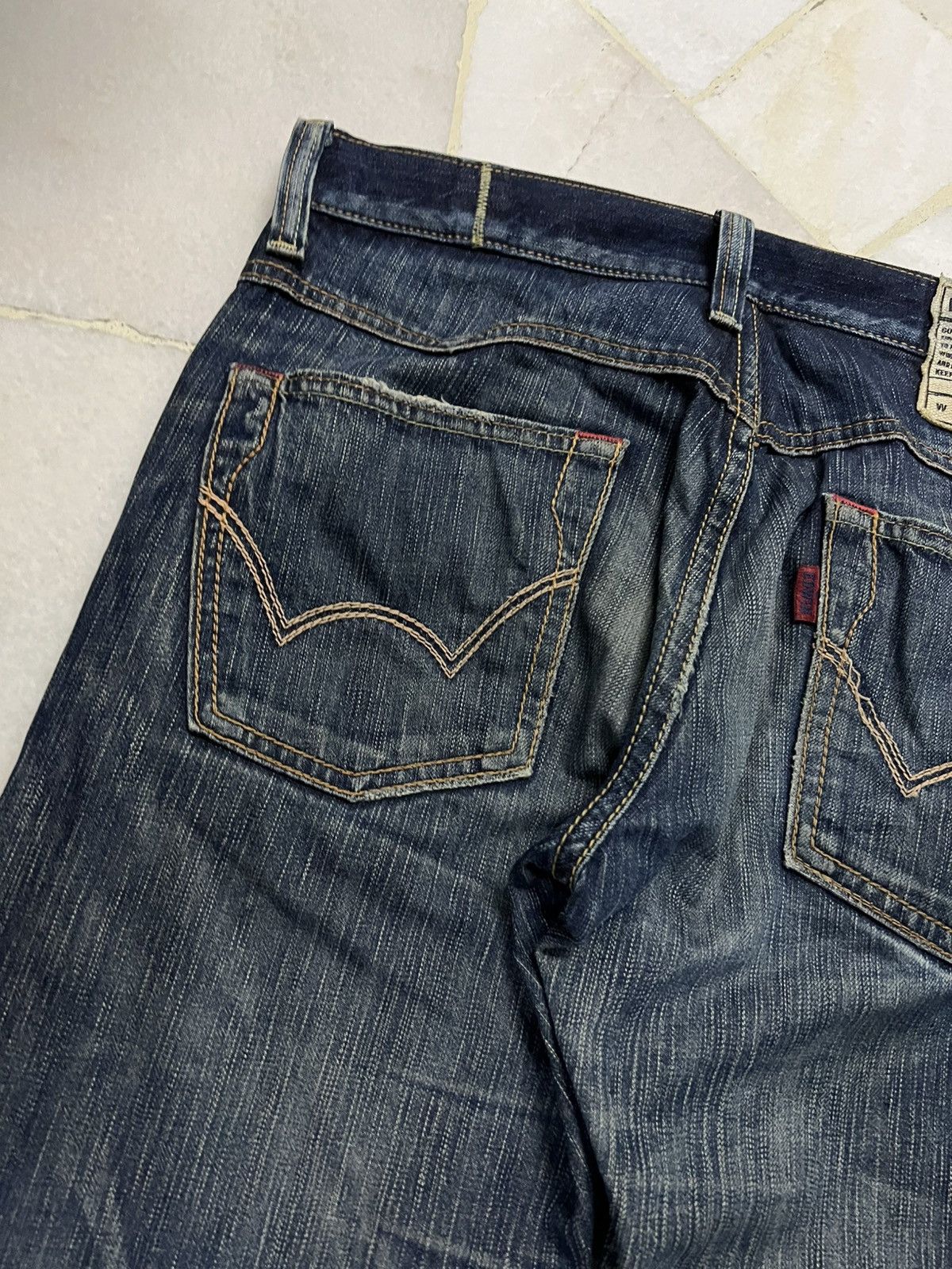 Edwin × Japanese Brand × Jean Edwin 503 Blue Trip Distress Jean Size US 31 - 16 Thumbnail
