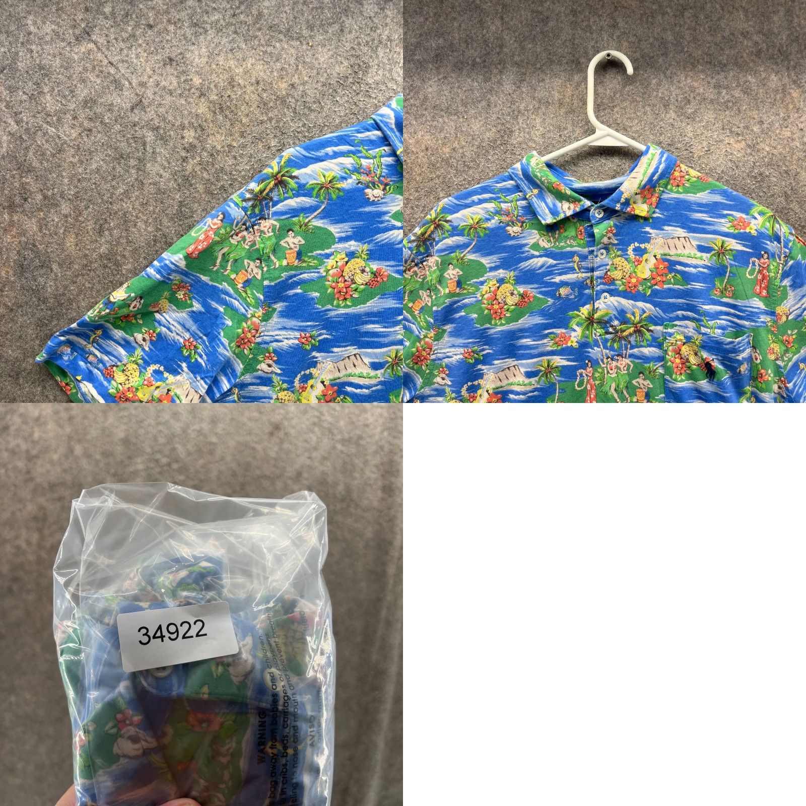 Polo Ralph Lauren Polo Ralph Lauren Polo Shirt Men L Blue Green Hawaiian Floral AOP, Short Sleeve, Button, Logo, 44 Chest, Regular Fit, Vintage No Size US L / EU 52-54 / 3 - 8 Thumbnail