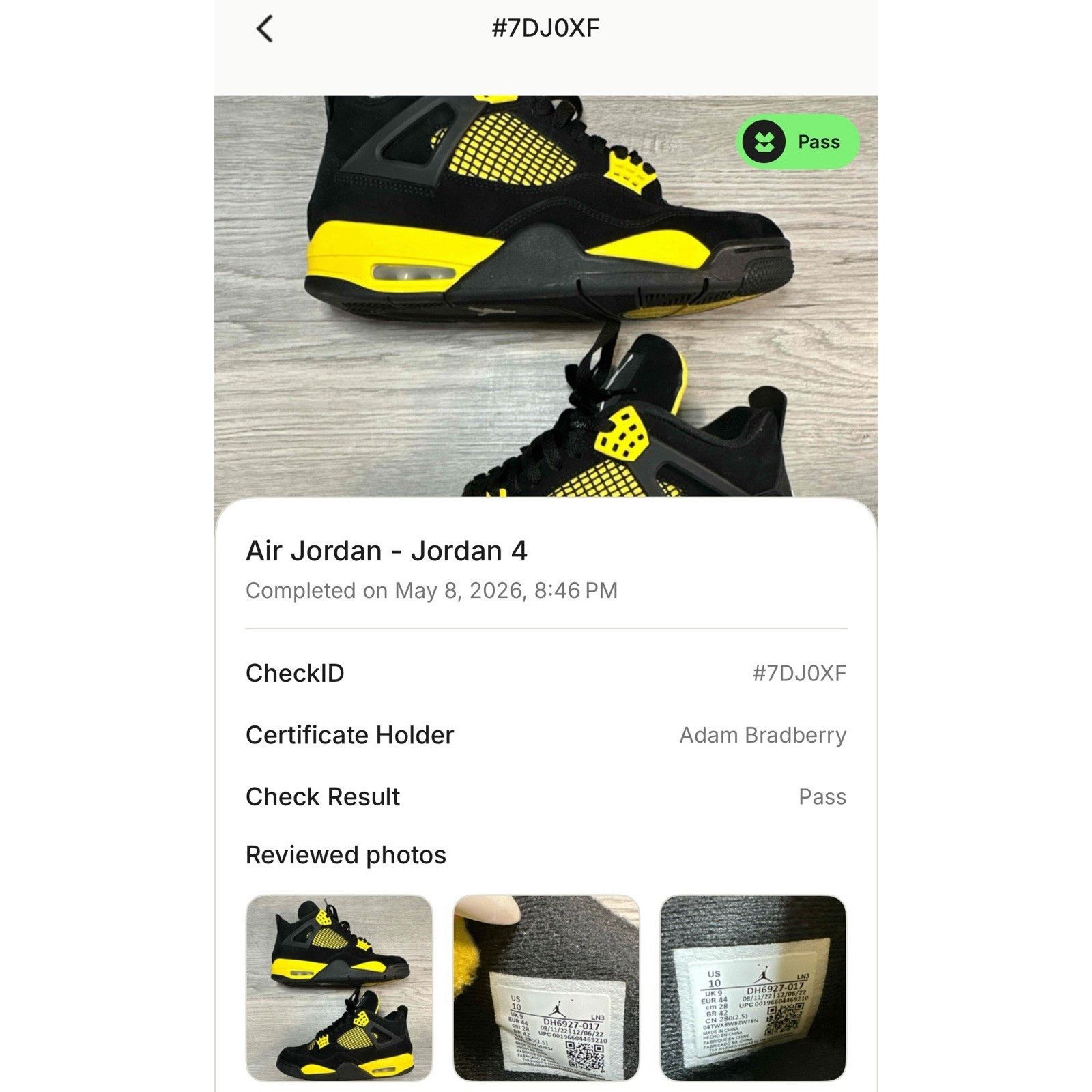 Jordan Brand Jordan 4 Retro Thunder - Size 10 Size US 10 / EU 43 - 10 Thumbnail