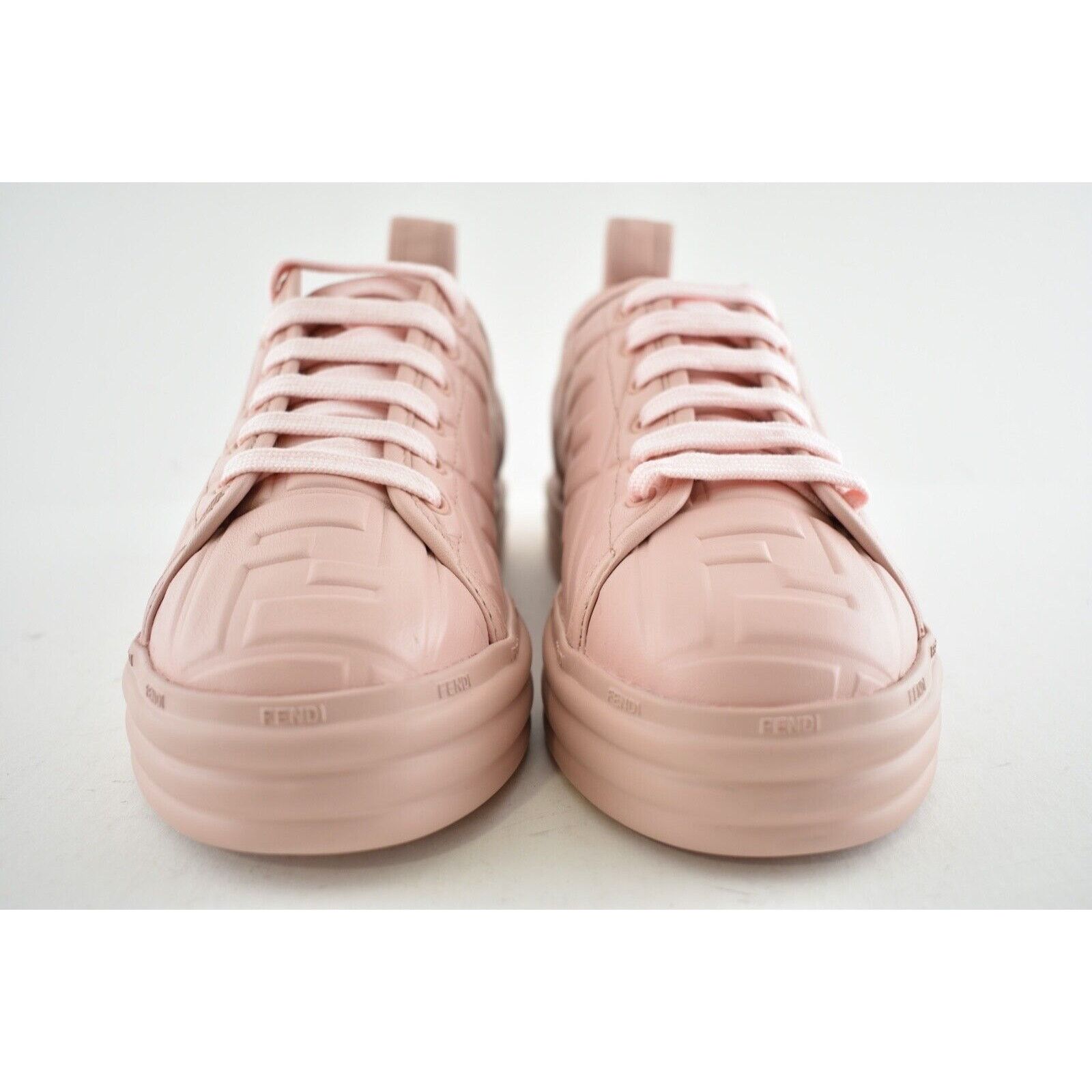 Fendi Rise Leather Embossed FF Logo Low Top Trainer Sneaker 37 Size US 7 / IT 37 - 6 Thumbnail