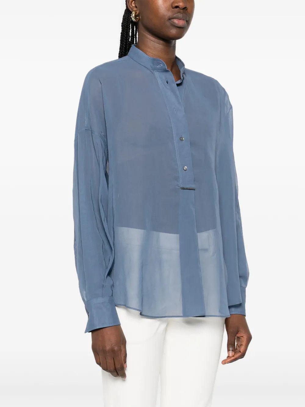 Brunello Cucinelli o1w1db10825 Blouse in Light/Pastel Blue Size S / US 4 / IT 40 - 2 Thumbnail