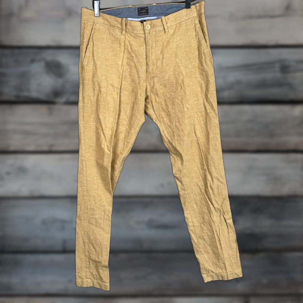 J.Crew VINTAGE J.Crew Pants Men's Slim Fit Chino 33 x 34 Beige Cotton Linen Casual Size US 34 / EU 50 - 1 Thumbnail