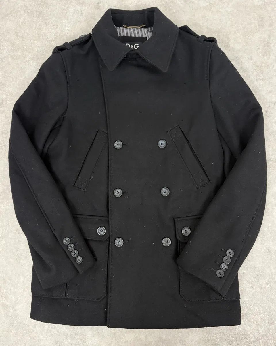 Dolce & Gabbana 2000s Dolce & Gabbana Black Wool Military Caban Pea-Coat Size US M / EU 48-50 / 2 - 1 Thumbnail