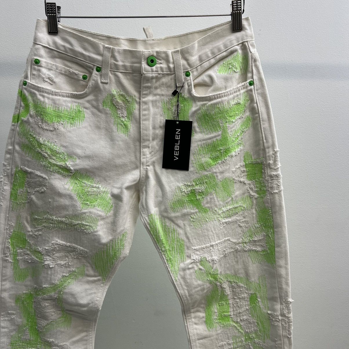 Endless Endless White Green Boro Denim Size US 30 / EU 46 - 2 Thumbnail