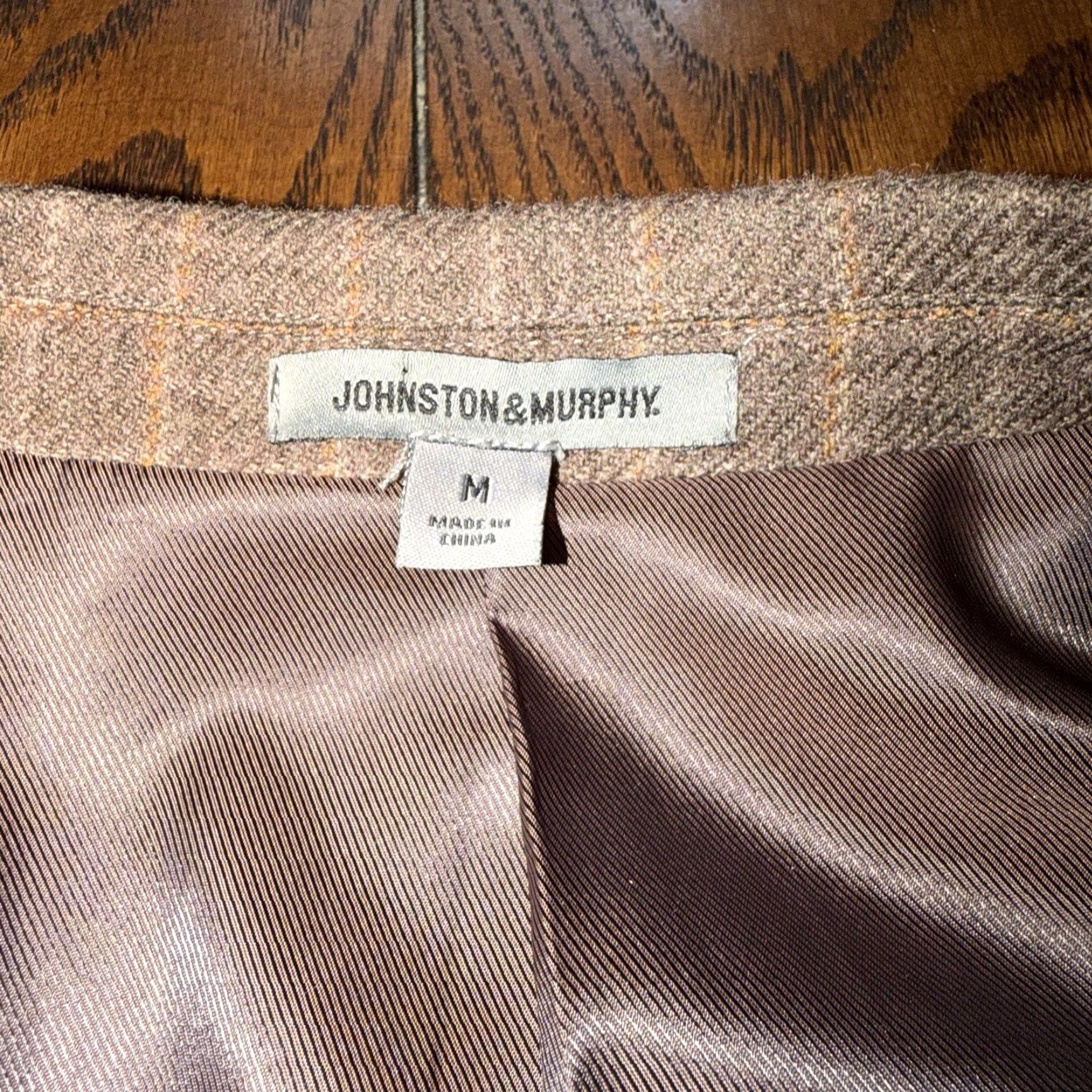 Johnston & Murphy Johnston & Murphy Mens Blazer Medium Brown Plaid Wool Sport Coat Jacket 3 Button Size 40R - 3 Thumbnail