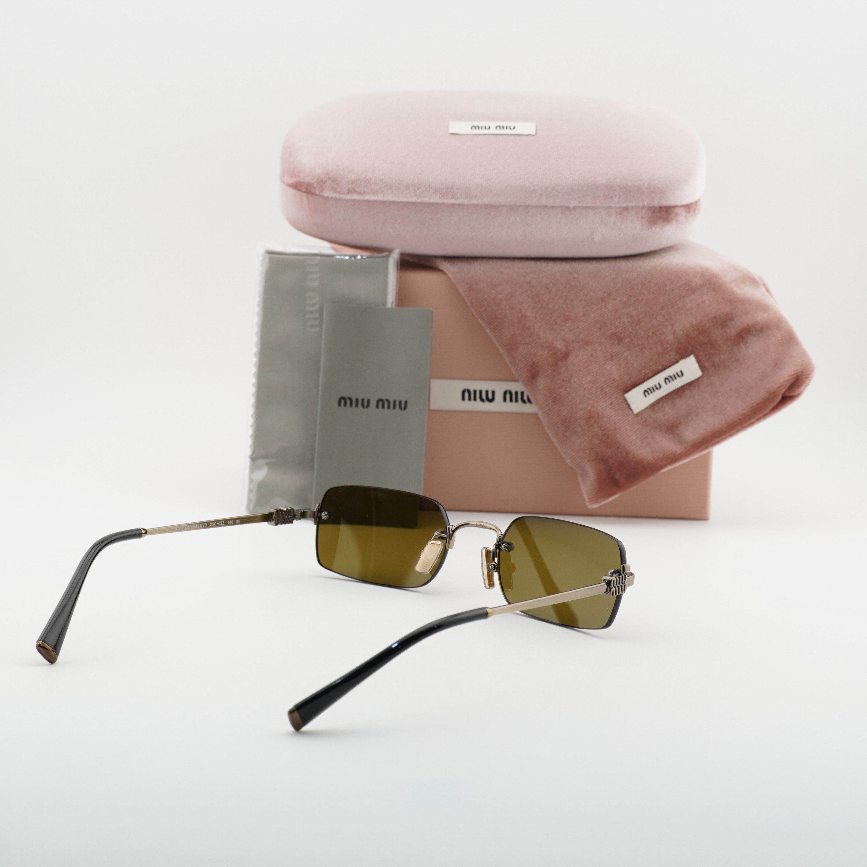 Miu Miu Miu Miu MUB50S 26C09Z Sunglasses Gold Rectangle Frame Size ONE SIZE - 10 Thumbnail