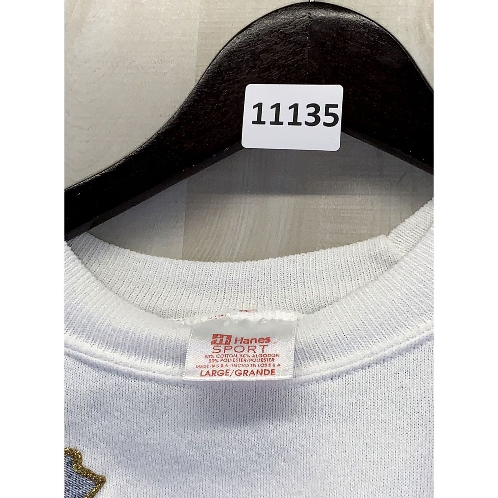 Hanes VINTAGE Hanes Sweatshirt Denim Butterflies Gel Art White Womens Large 90s Pullover Crew Neck Long Sleeve Size L / US 10 / IT 46 - 3 Thumbnail