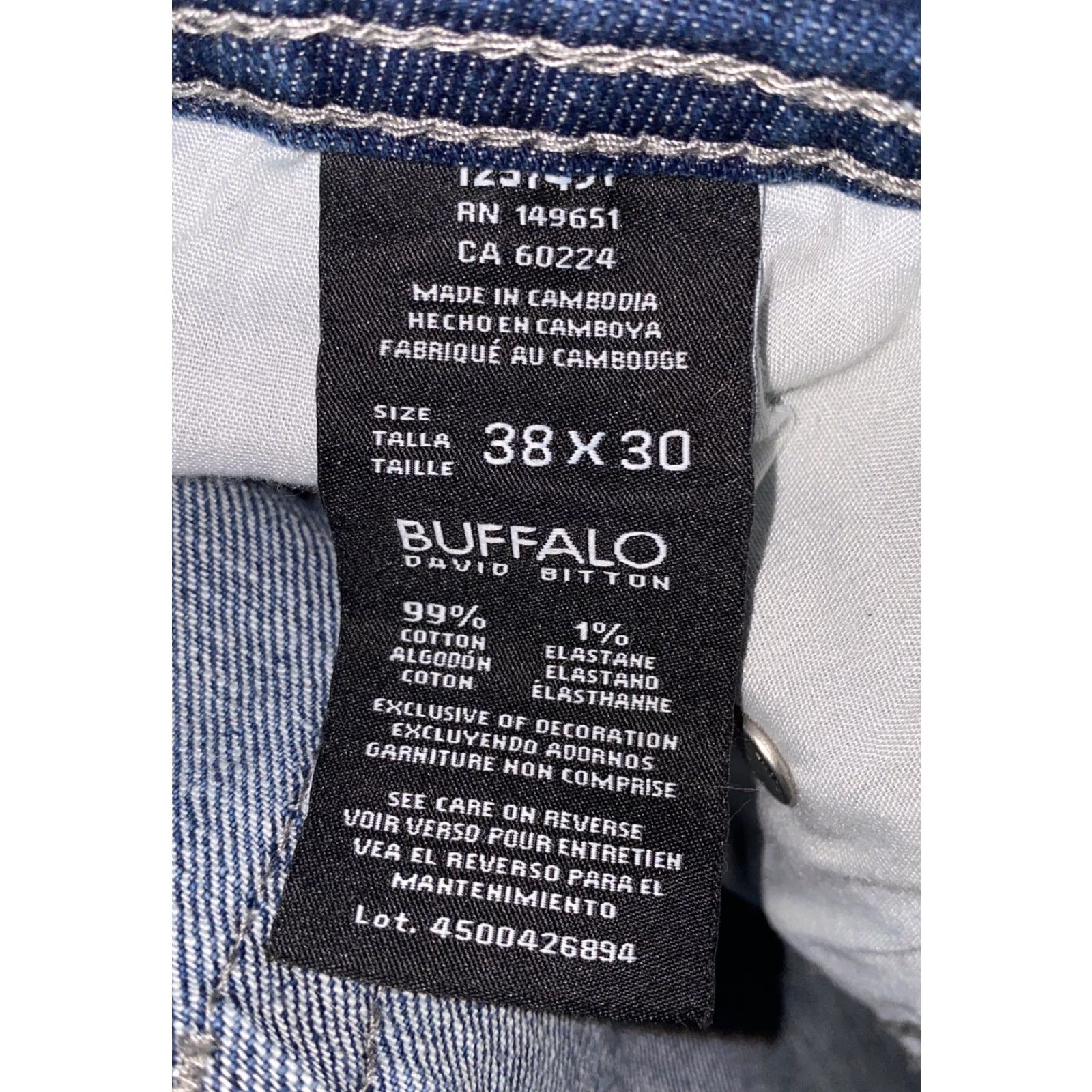 Buffalo David Bitton Buffalo David Bitton Jeans Mens Blue Straight Stretch Denim Size 38 X 30 Regular Inseam 29 Jeans Size US 38 / EU 54 - 6 Thumbnail