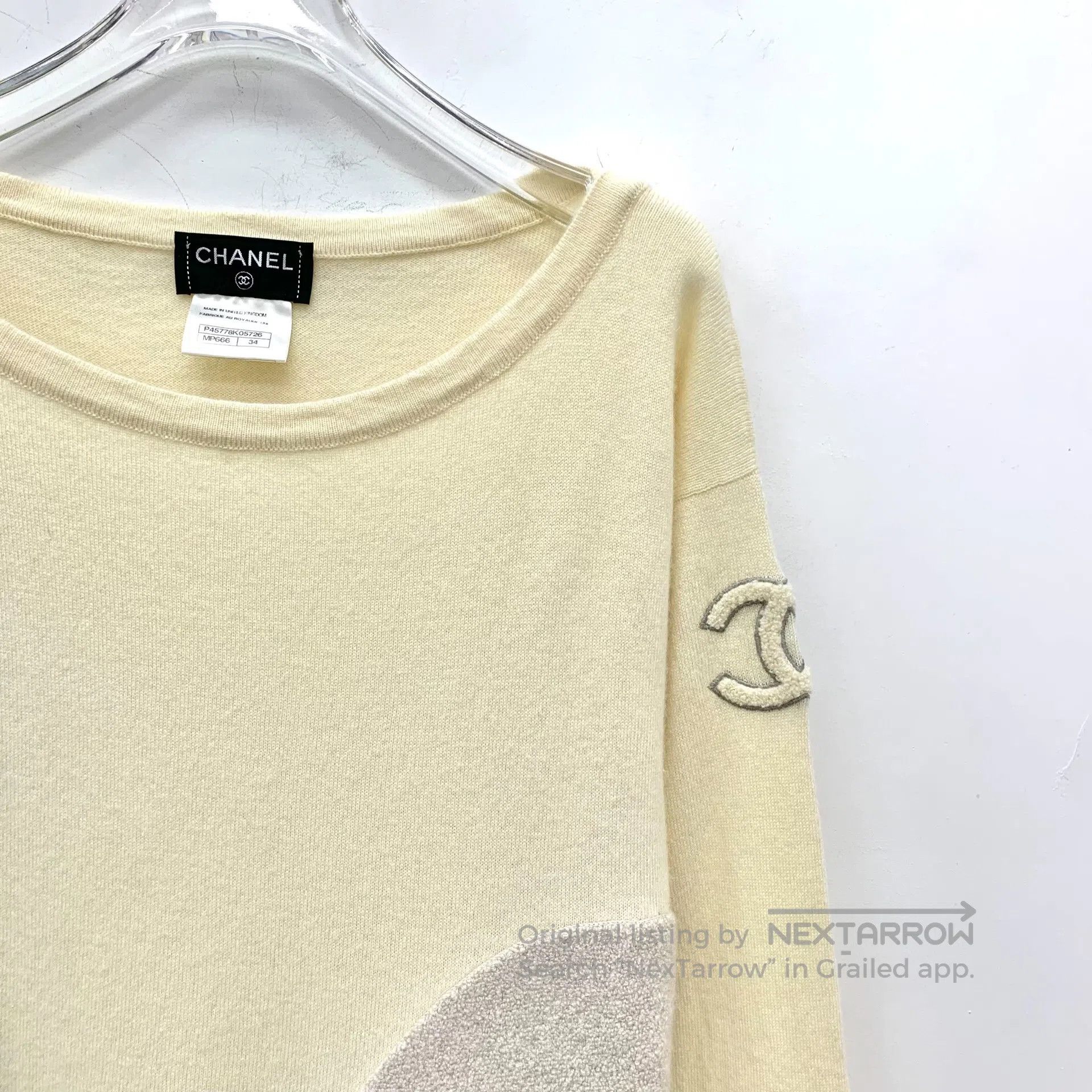 Chanel Chanel Light yellow double C velvet cashmere round neck lo Size XXS / US 00 / IT 34 - 3 Thumbnail