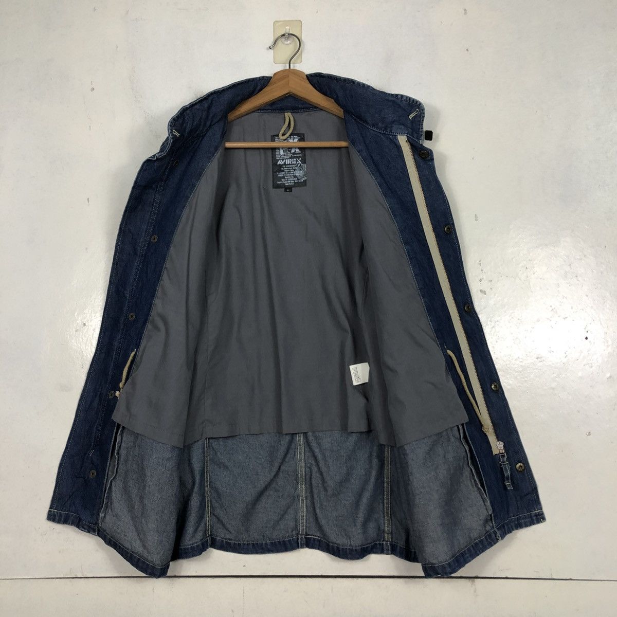 Avirex 💥VINTAGE DENIM BIKER JACKET AVIREX USN MILITARY Size US L / EU 52-54 / 3 - 15 Thumbnail