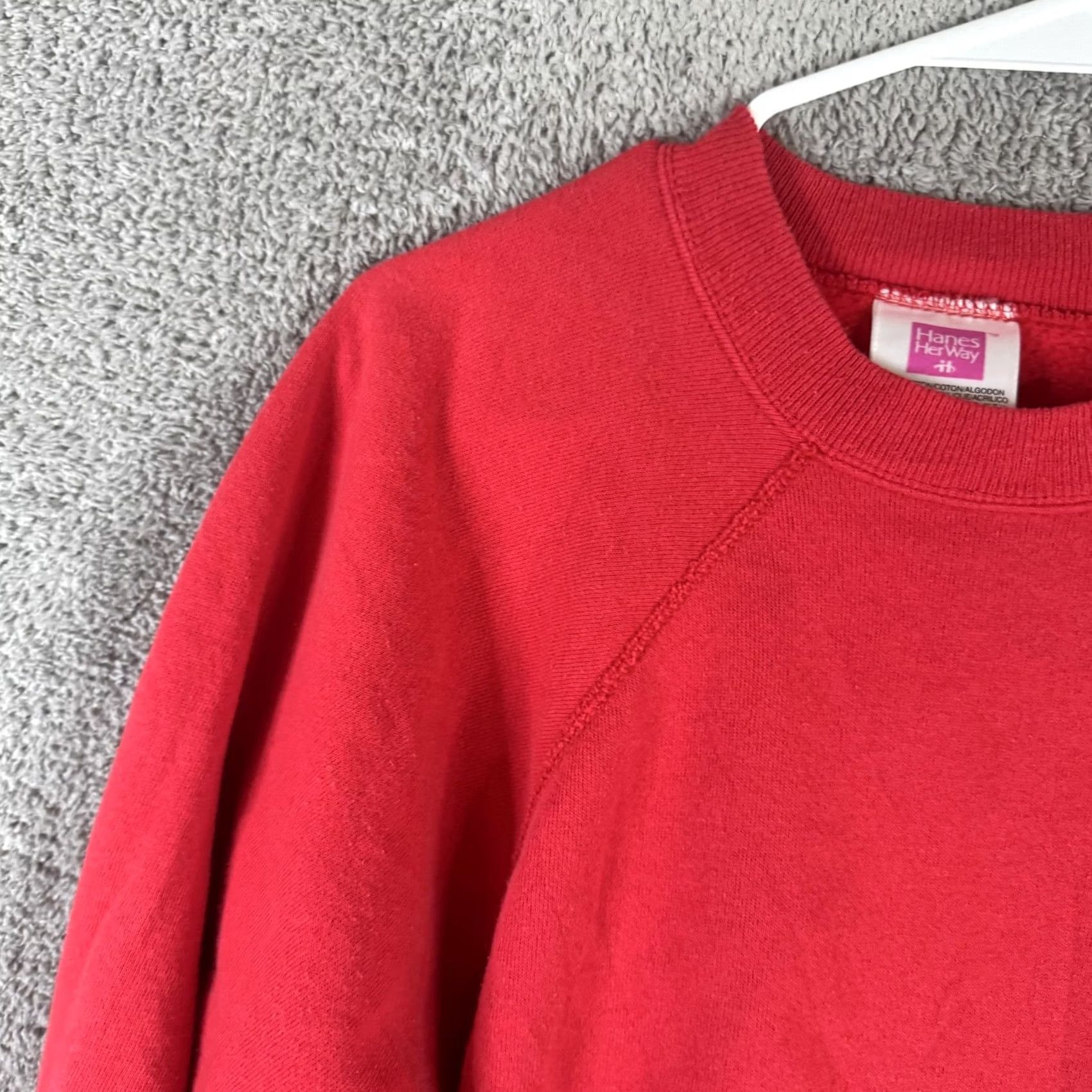 Hanes Hanes Her Way Sweatshirt Womens Large Red Raglan Crewneck Pullover USA Size L / US 10 / IT 46 - 5 Thumbnail