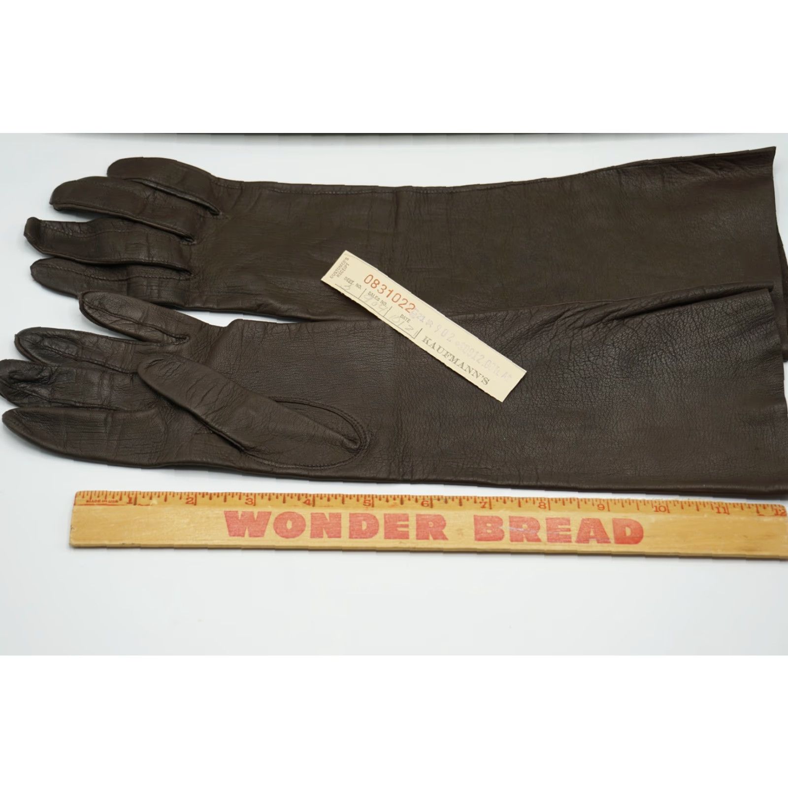 Vintage VINTAGE Kaufmanns Brown Leather Opera Gloves 6.5 Boxed Women Size ONE SIZE - 2 Thumbnail