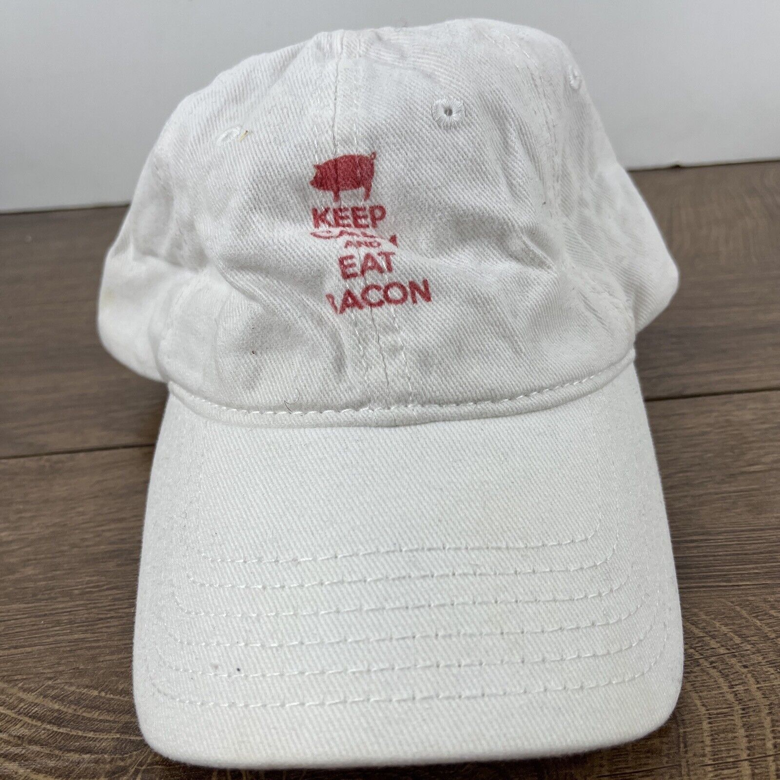 Other Keep Calm Eat Bacon Hat Eat Bacon Hat White Hat Adjustable W Size ONE SIZE - 5 Thumbnail