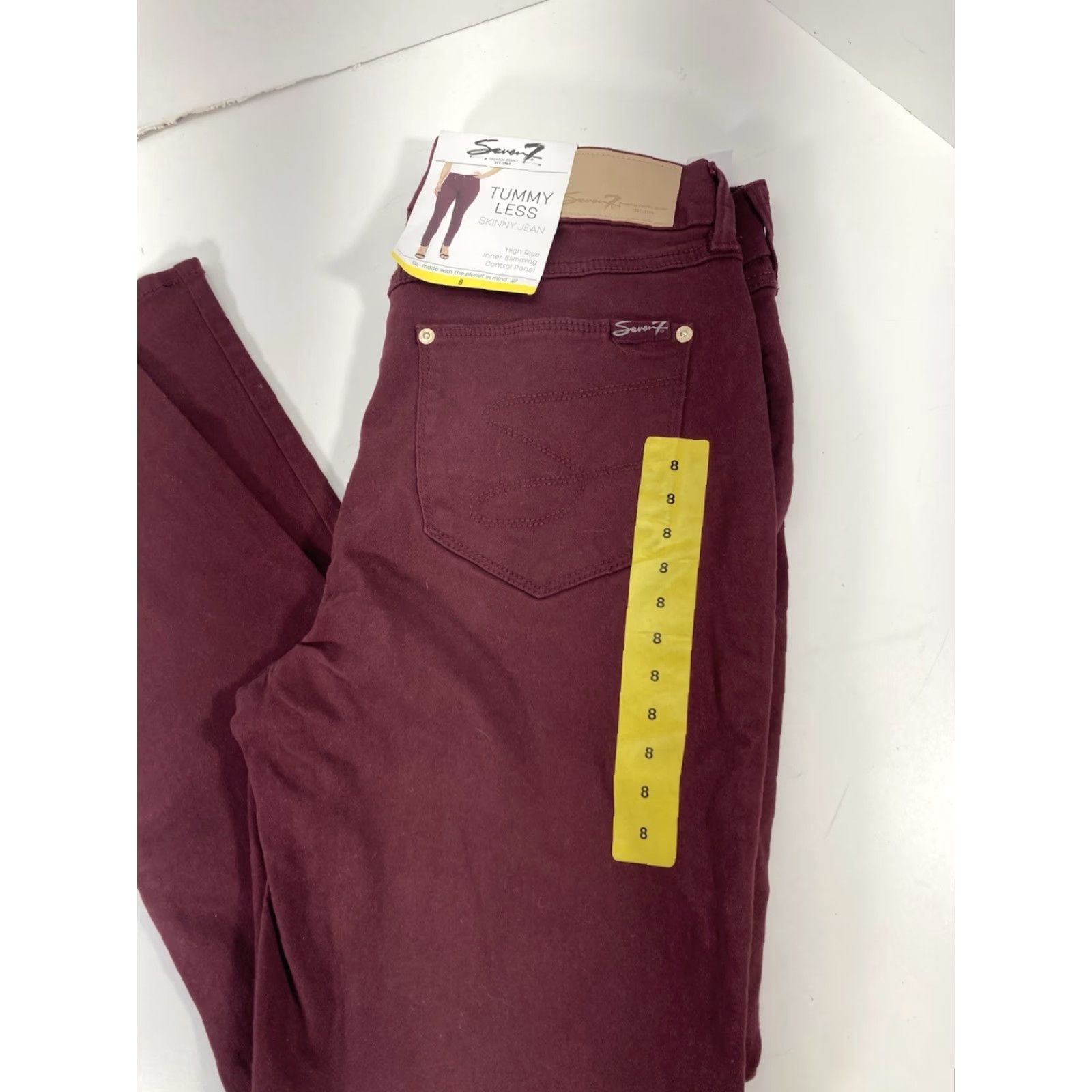 Vintage Seven7 Jeans Women 8 Skinny High Rise Stretch Denim 30x31 Red NWT Tummy Less Size 30" / US 8 / IT 44 - 2 Thumbnail