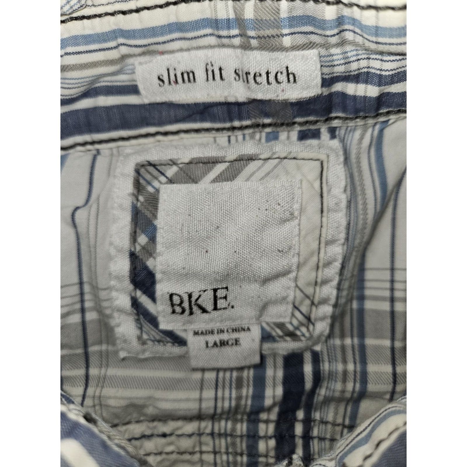 BKE VINTAGE BKE Pearl Snap Shirt Men L Slim White Plaid Roll Tab Preppy Western Cowboy Stretch Size US L / EU 52-54 / 3 - 2 Thumbnail