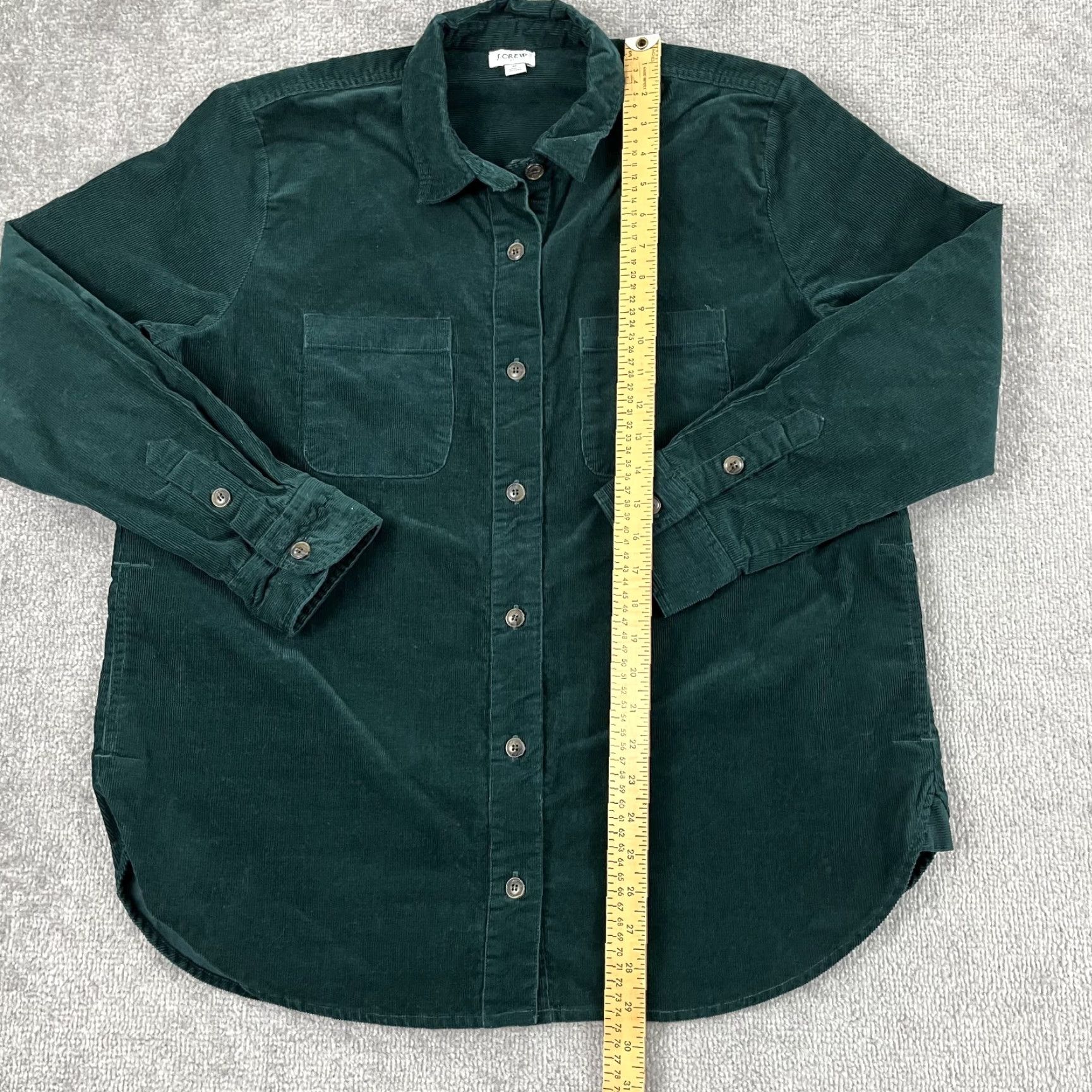 J.Crew J.CREW Shirt Jacket Shacket Womens Medium Oversized Green Corduroy Pocket Button Size M / US 6-8 / IT 42-44 - 3 Thumbnail