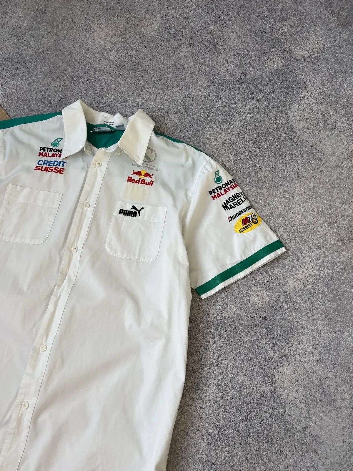 Puma × Vintage Vintage 90s Petronas Shorts Sleeve Racing Button up Size US L / EU 52-54 / 3 - 4 Thumbnail