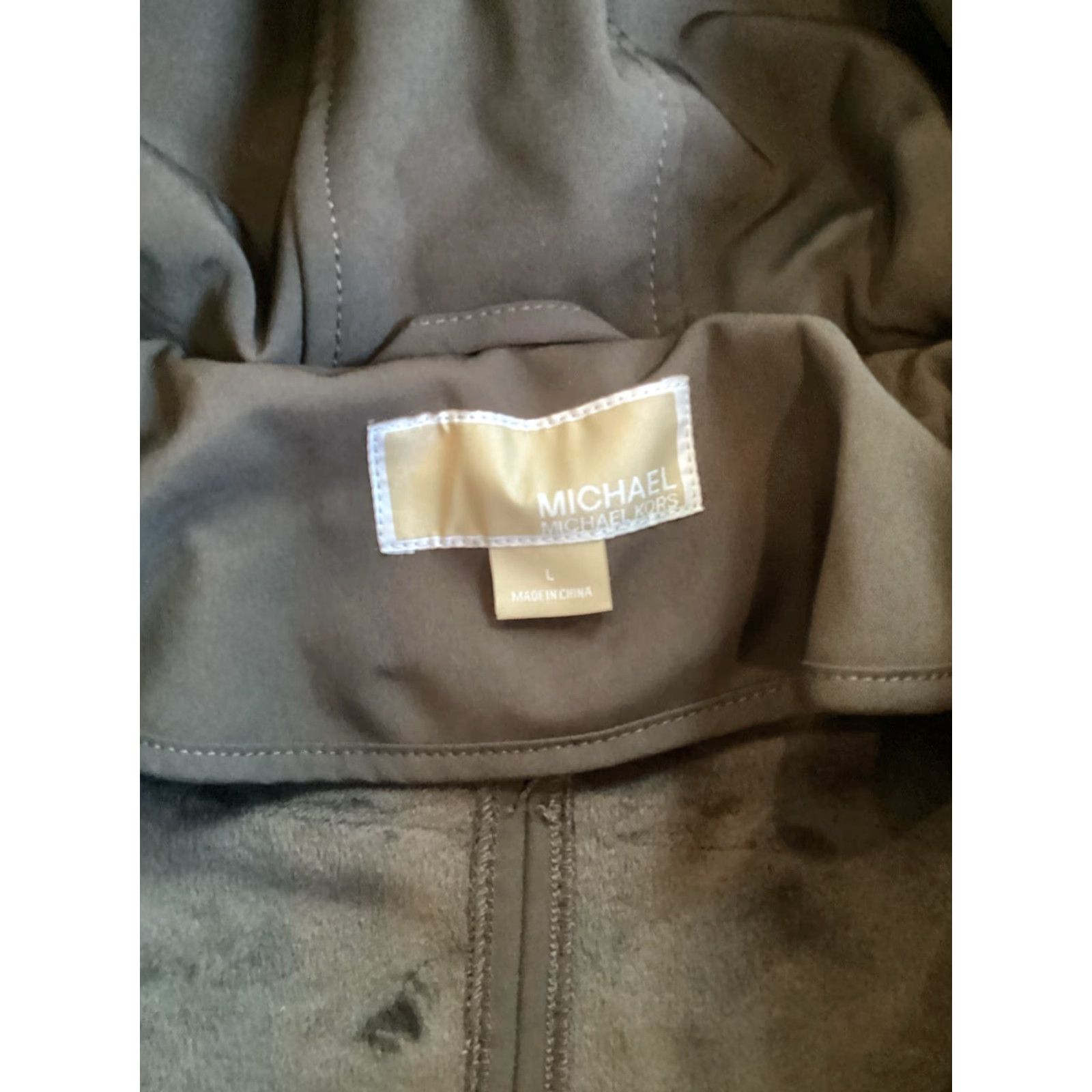 Michael Kors NWT Michael Kors Womens Coat Hooded Anorak Bark Green Mid-Length Zip Snap Belt Logo Size L / US 10 / IT 46 - 5 Thumbnail