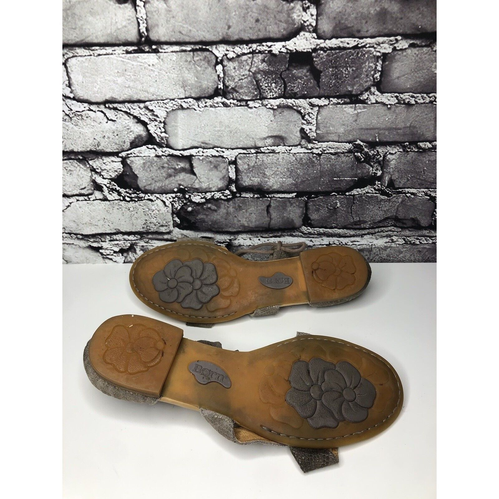 Born Born Gray Leather Ankle Snake Print Leather Lace Flats Sanda Size US 8.5 / IT 38.5 - 11 Thumbnail